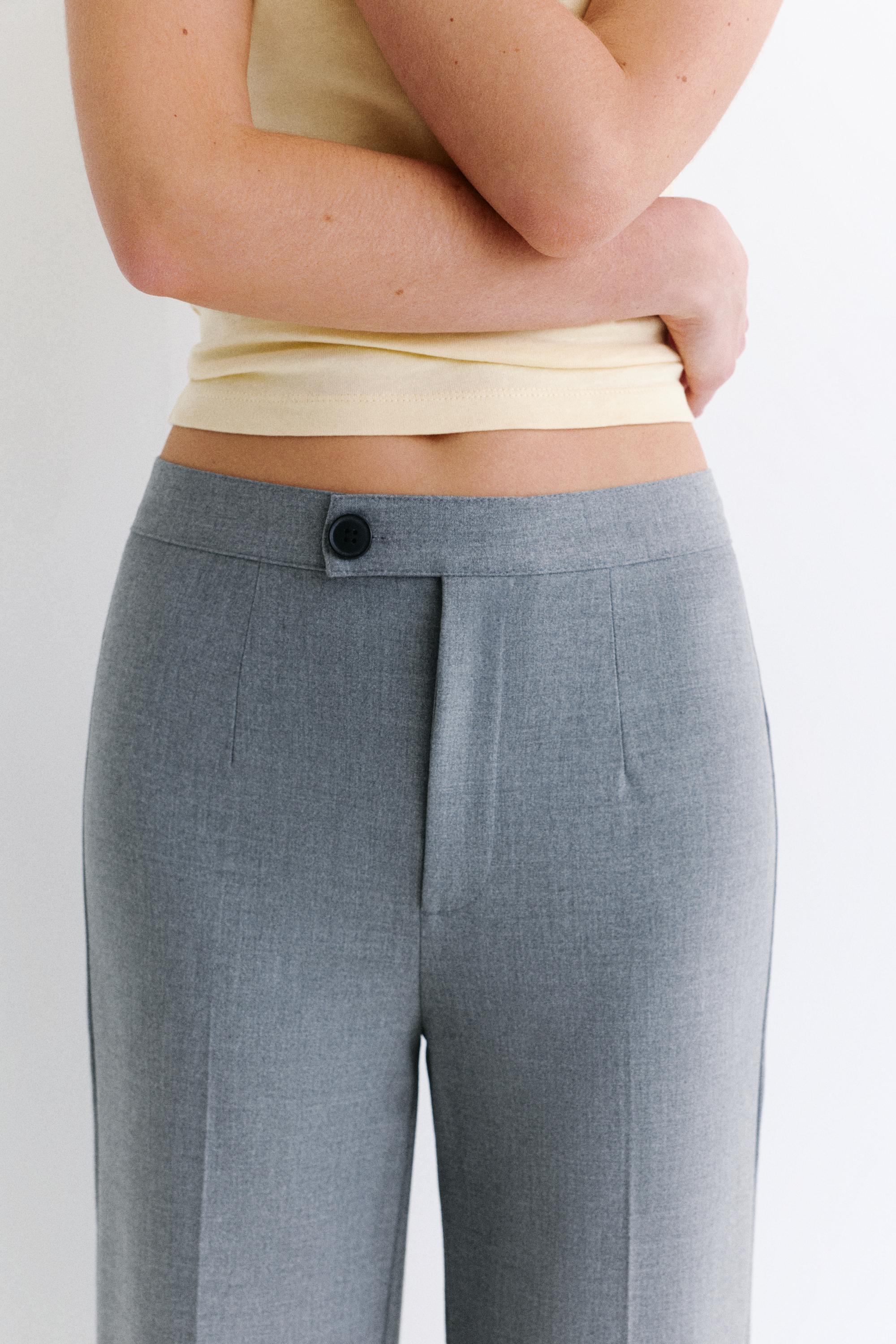 Straight-leg darted trousers — Medium grey