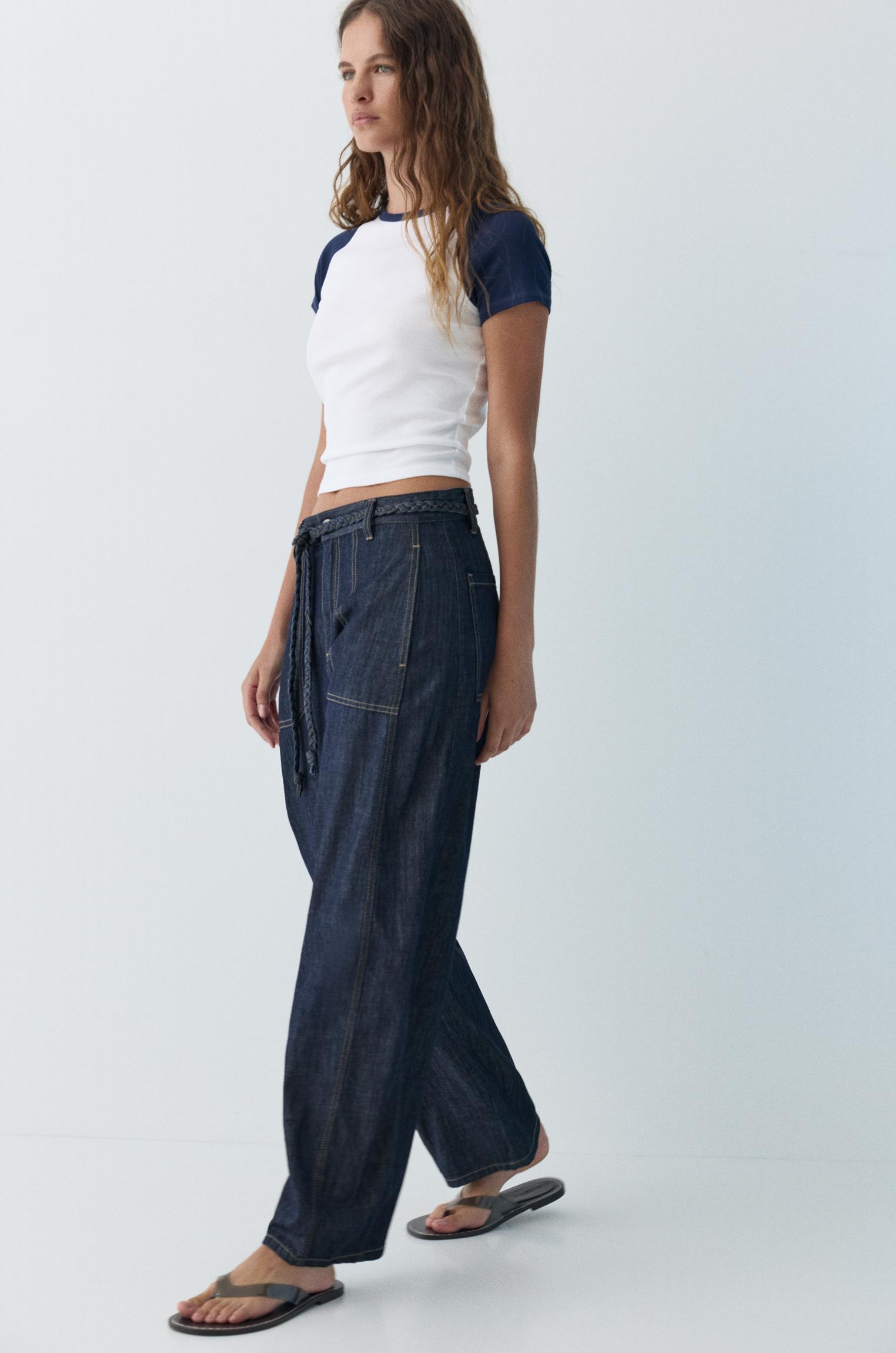 Balloon jeans with drawstring — Navy