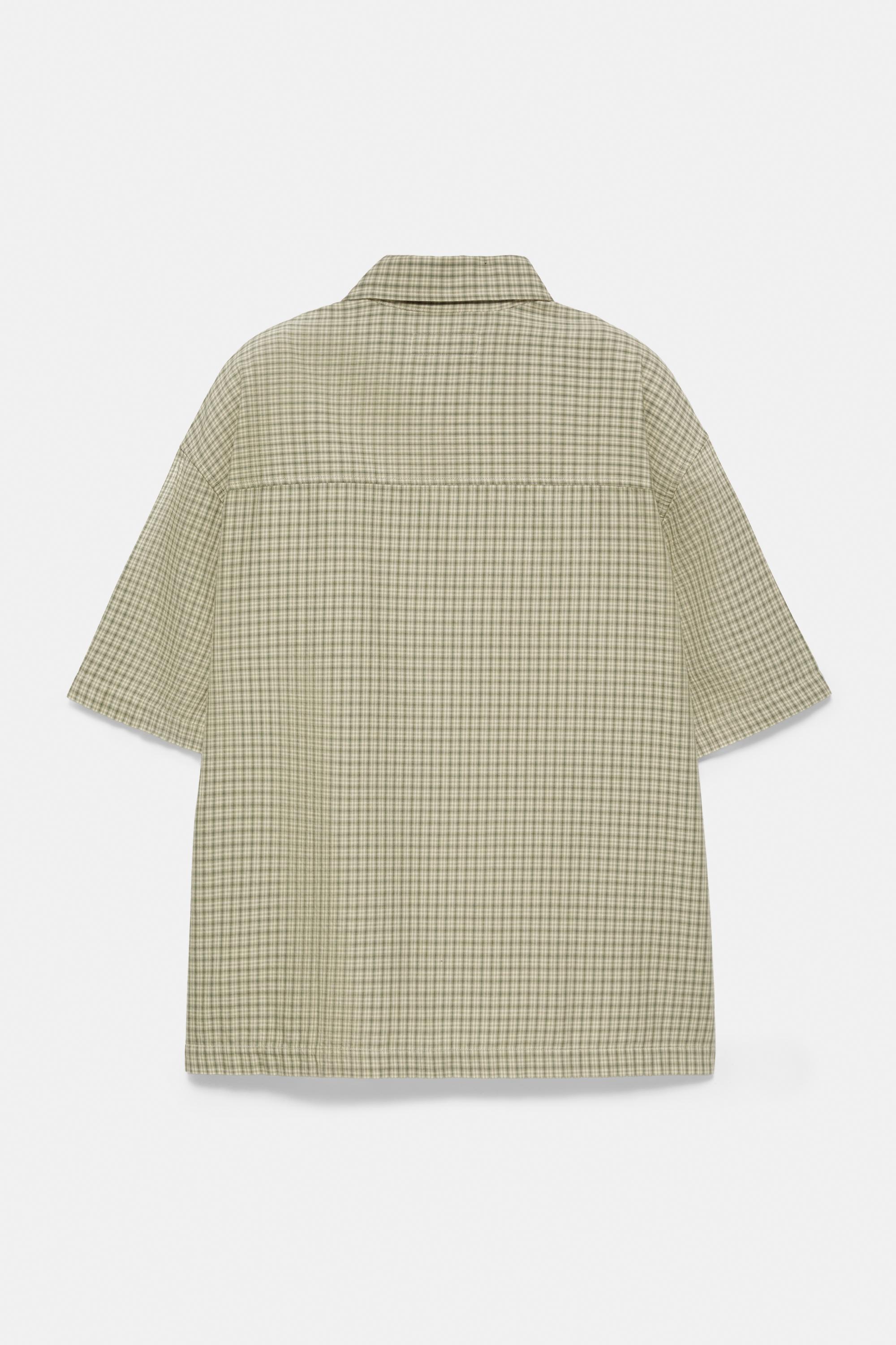 Short sleeve check shirt — Green/Ecru