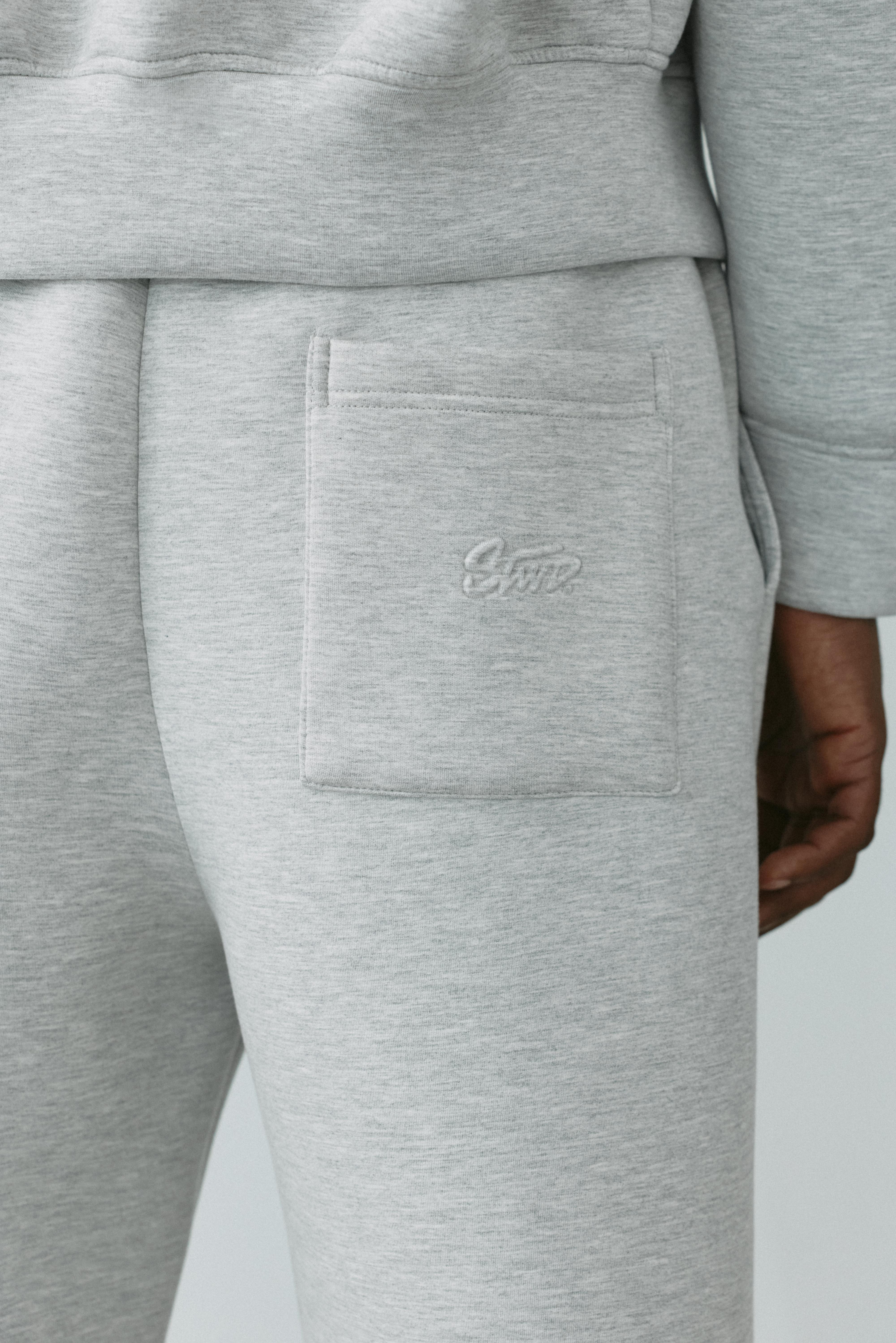 Neoprene-effect baggy trousers — Grey marl