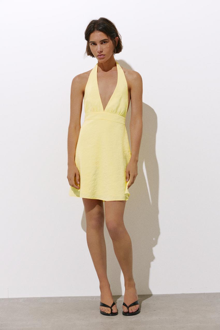 Yellow Halter Mini Dress