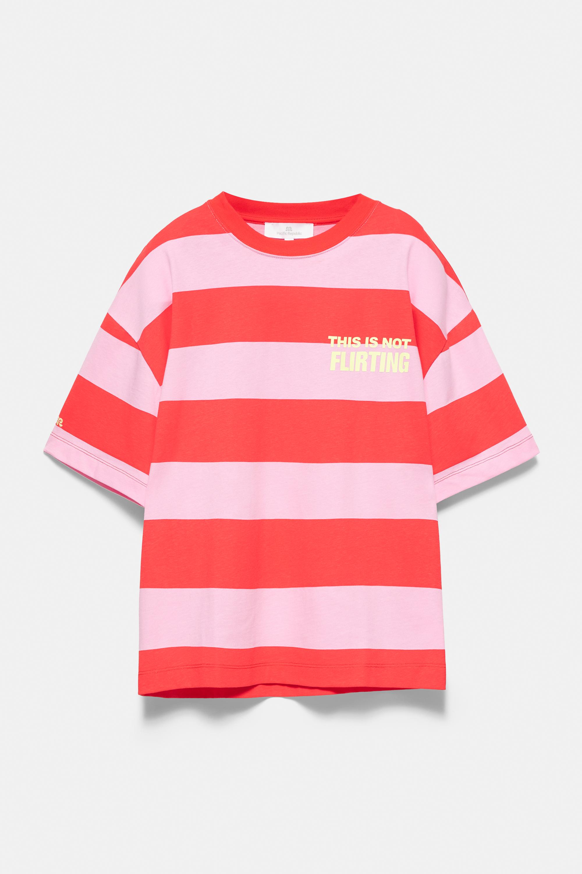 Oversize striped graphic T-shirt — Pink