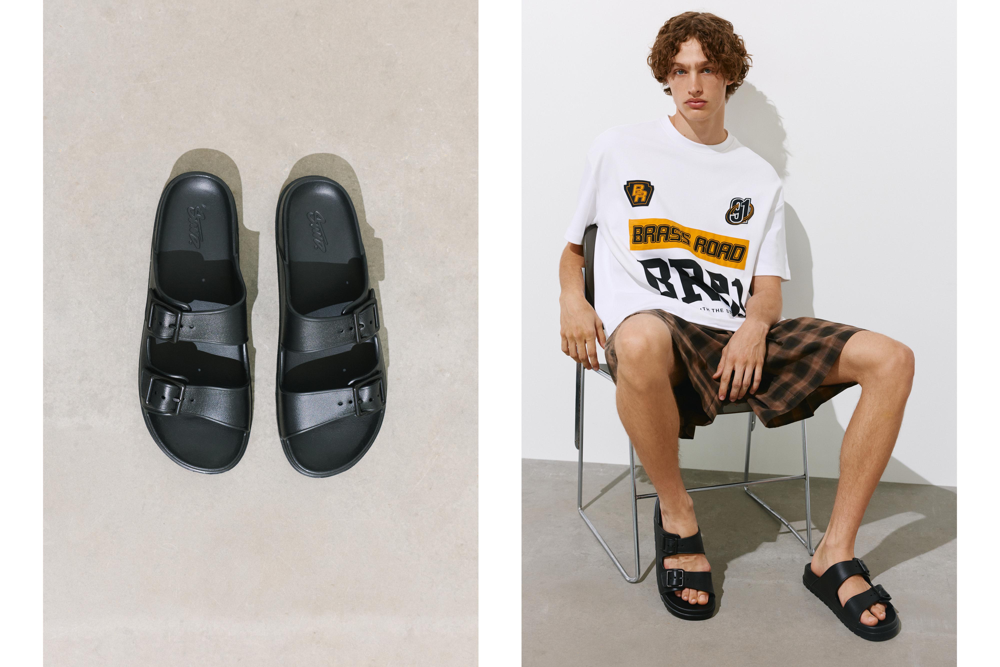 Buckled flat sandals — Black