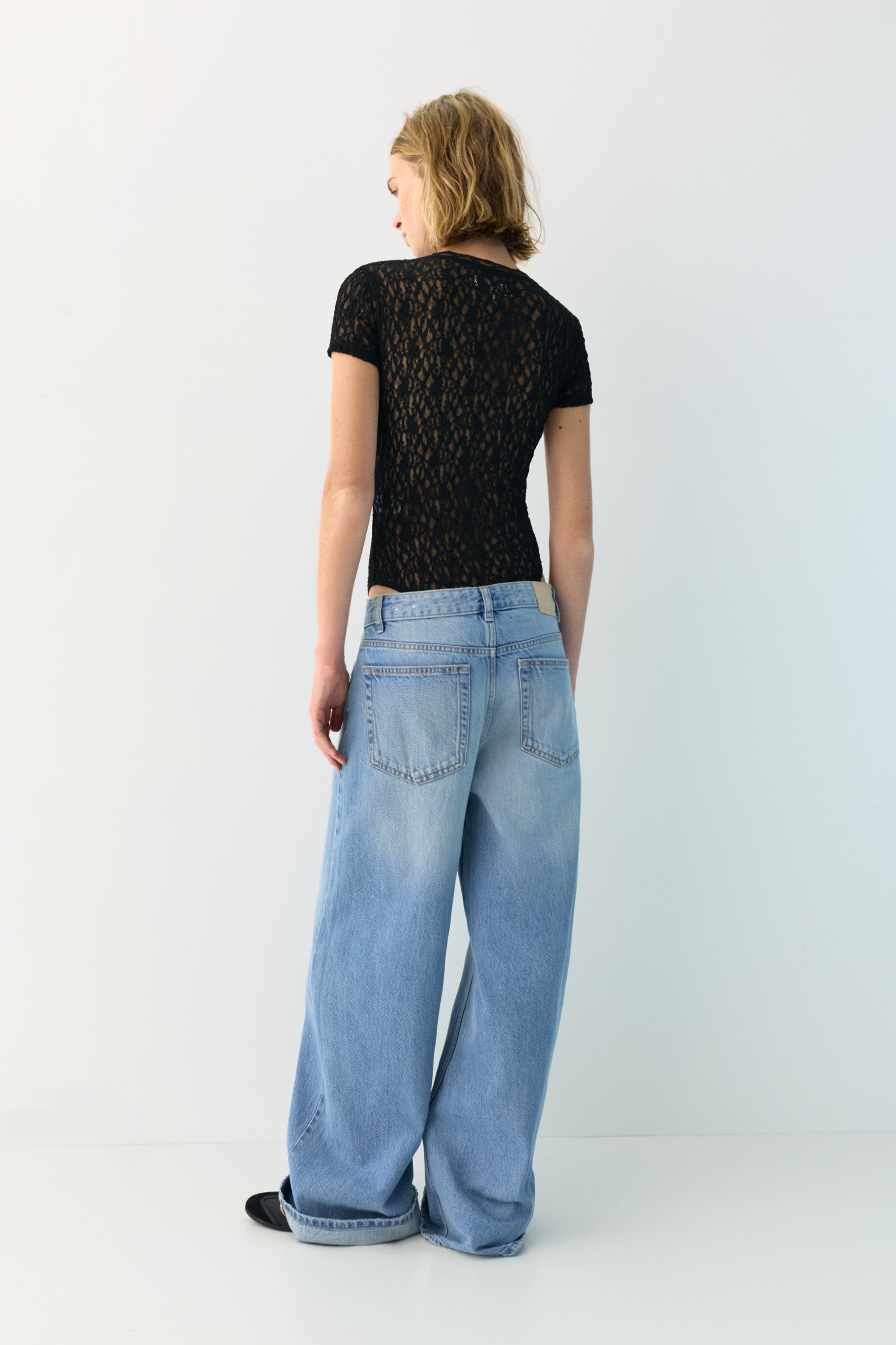 Short sleeve lace bodysuit — Black