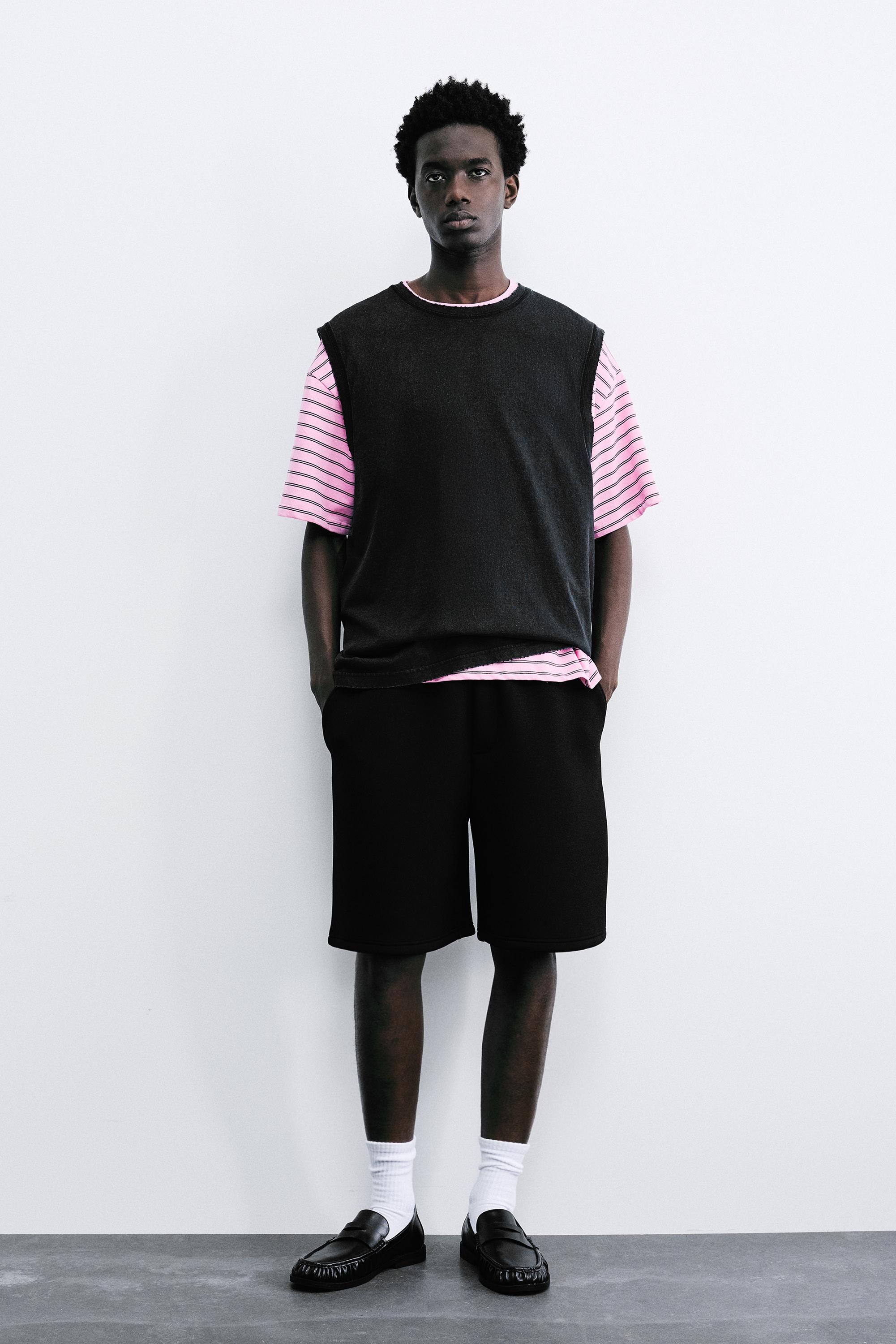 Neoprene-effect jogger Bermuda shorts — Black