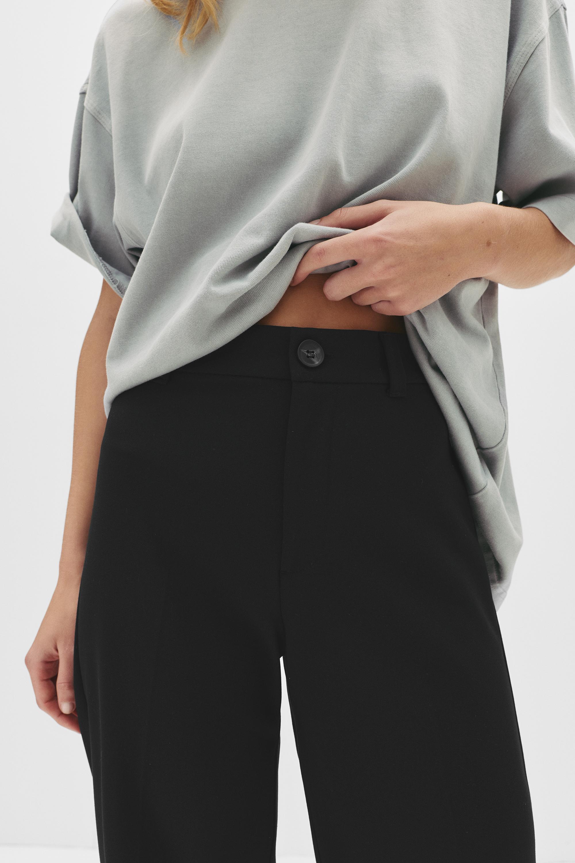 Smart high-waist straight-leg trousers — Black