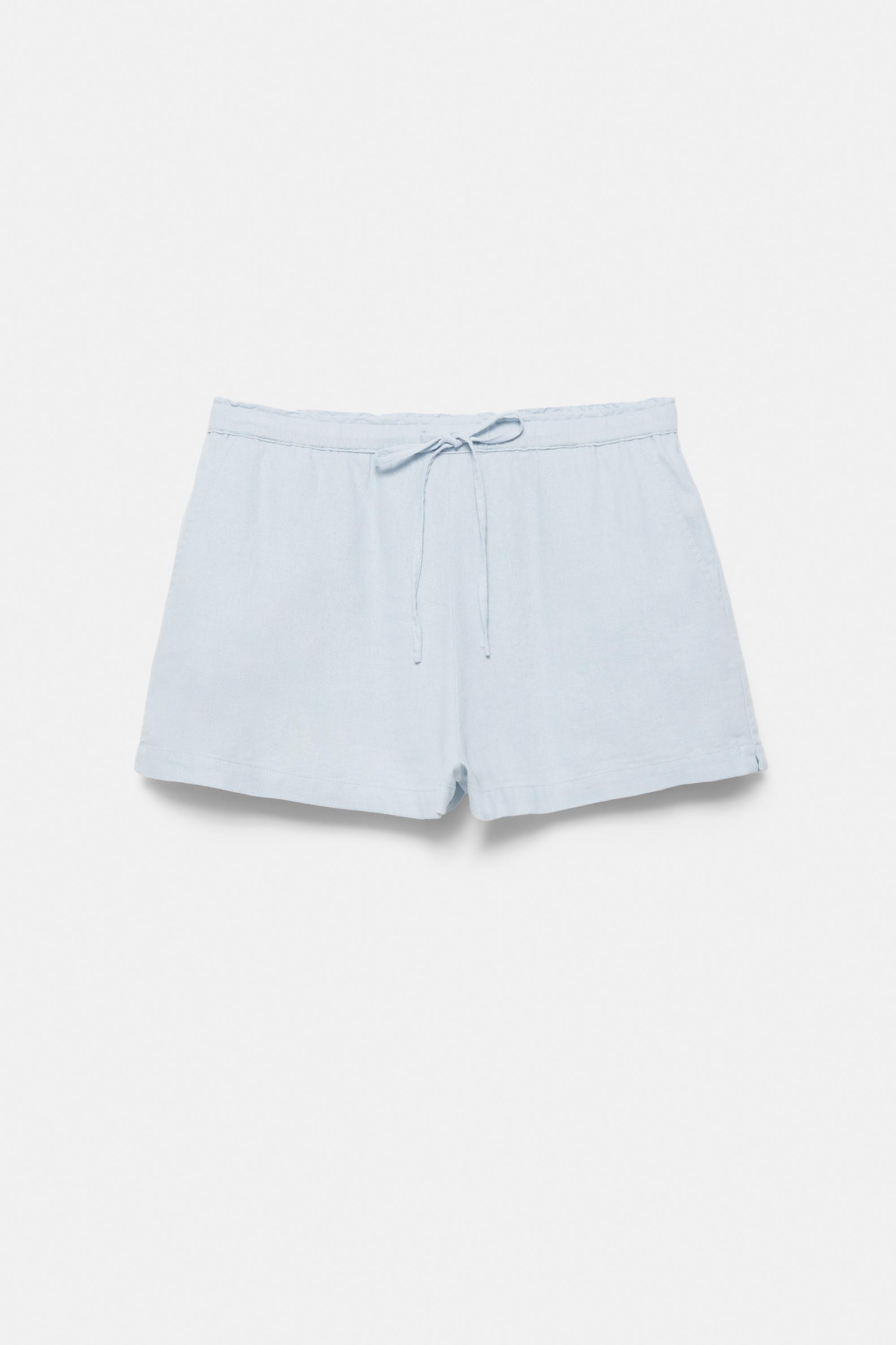 Linen blend shorts — Sky blue