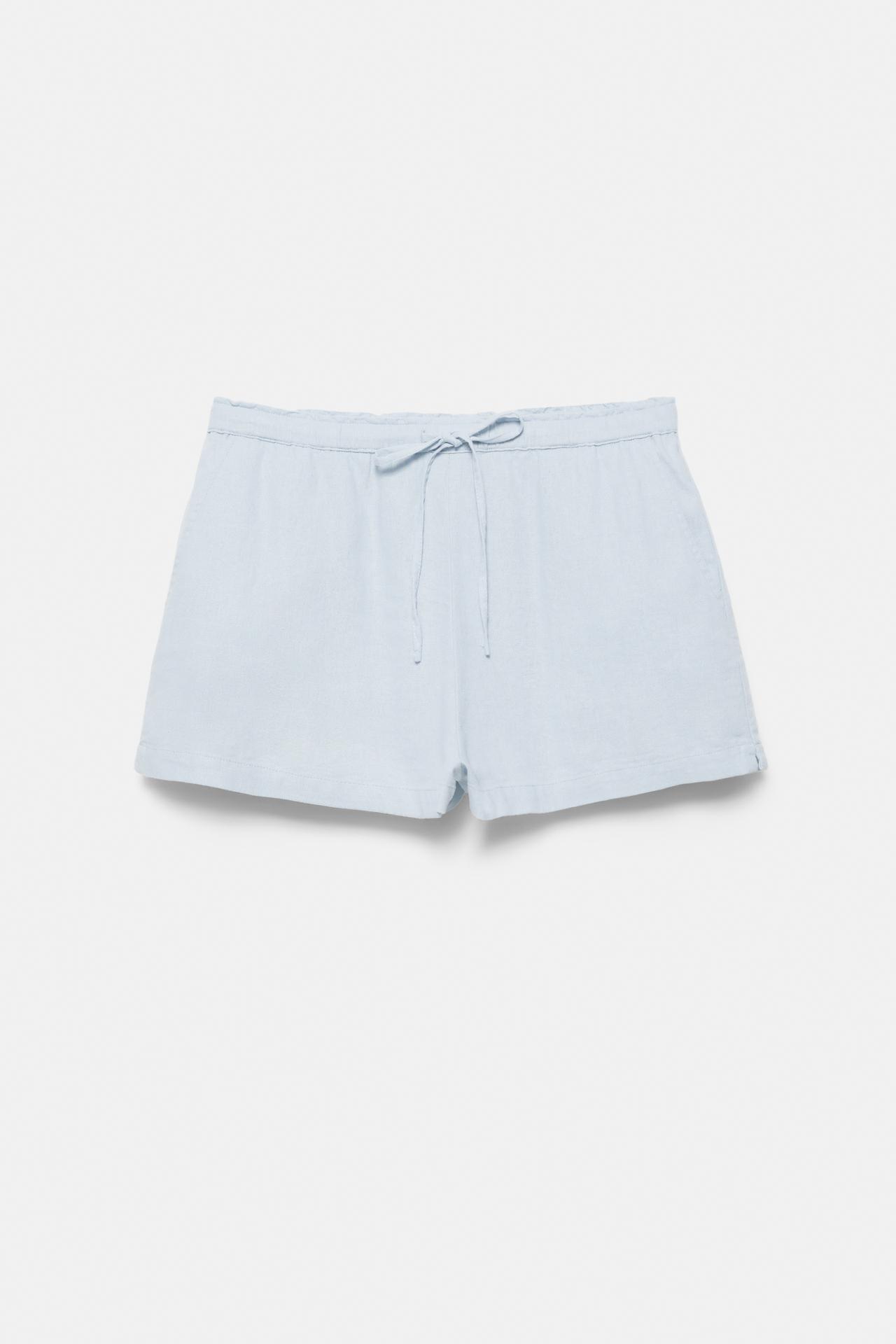 Linen blend shorts — Sky blue
