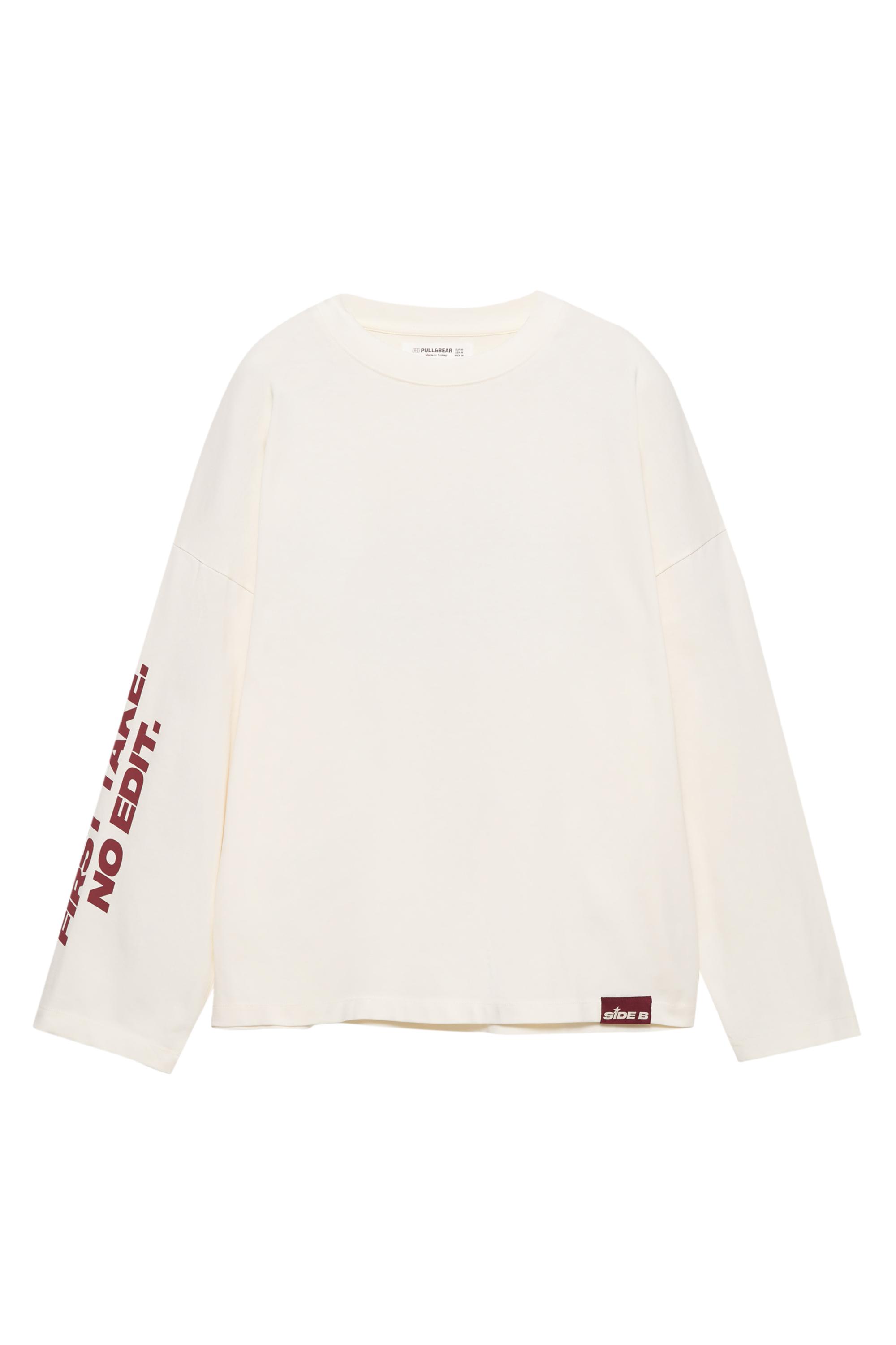 Grafik baskılı beyaz t-shirt - Görsel 2