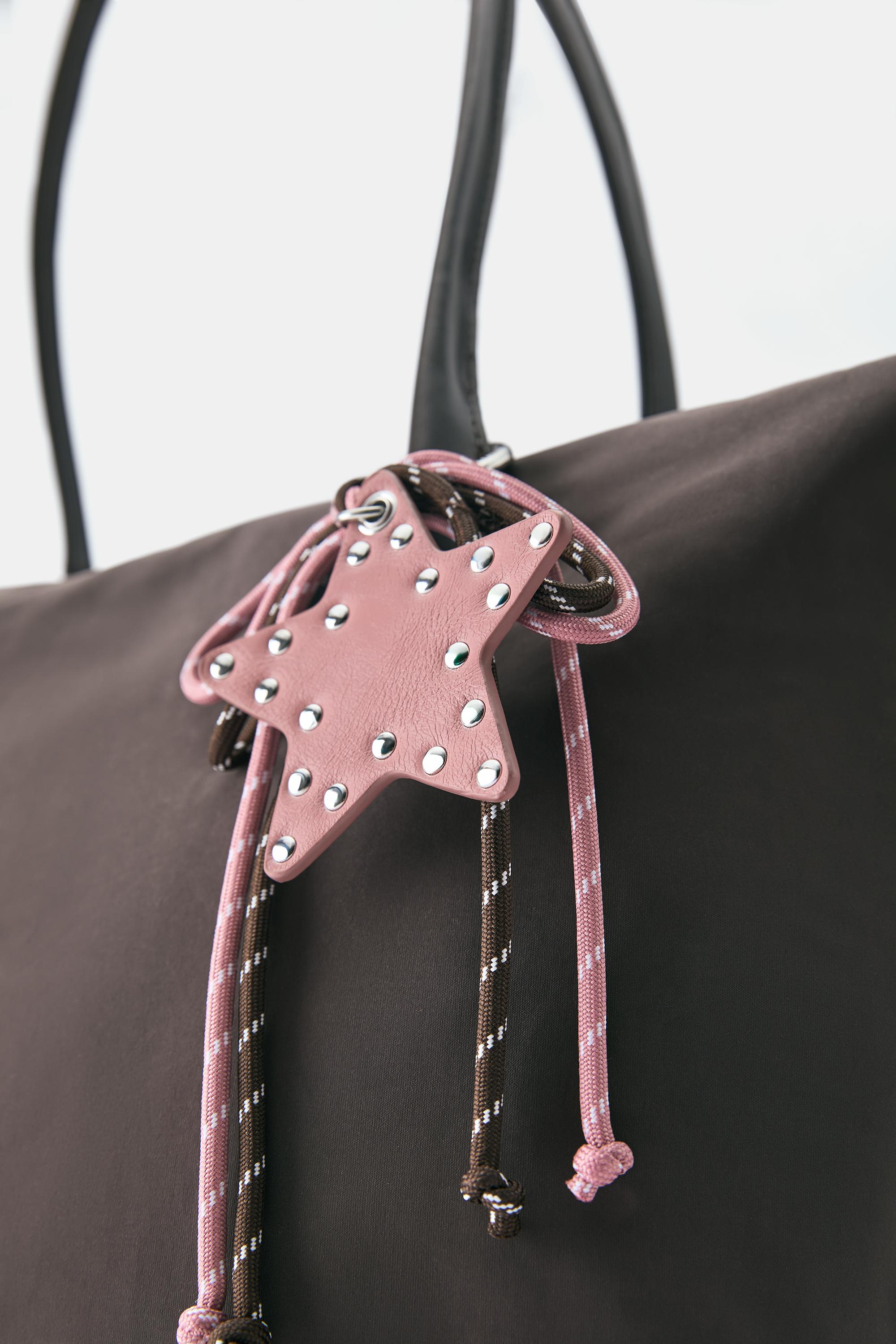 Embellished nylon tote bag — Brown
