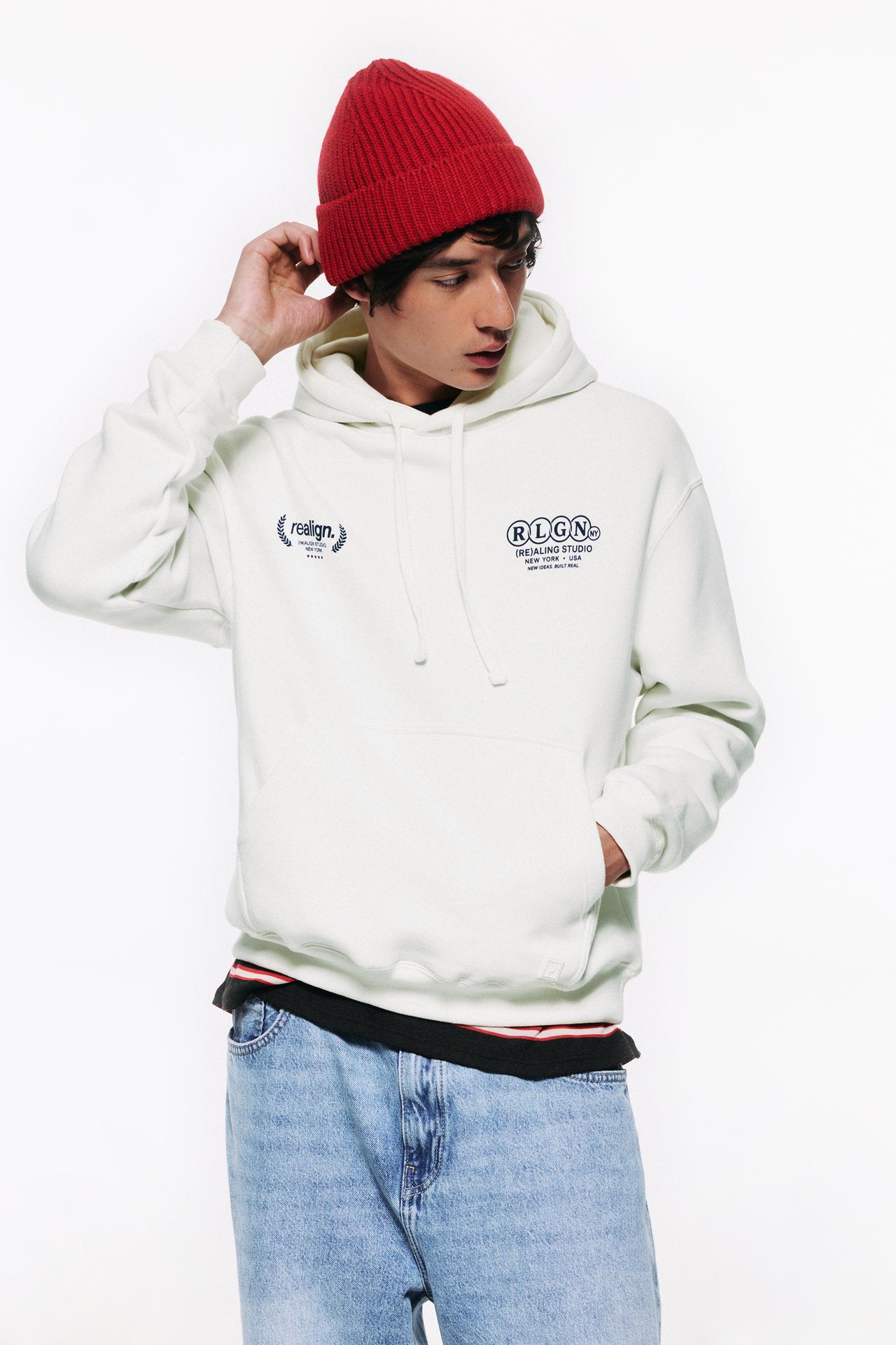 Relaxed graphic hoodie — Off white