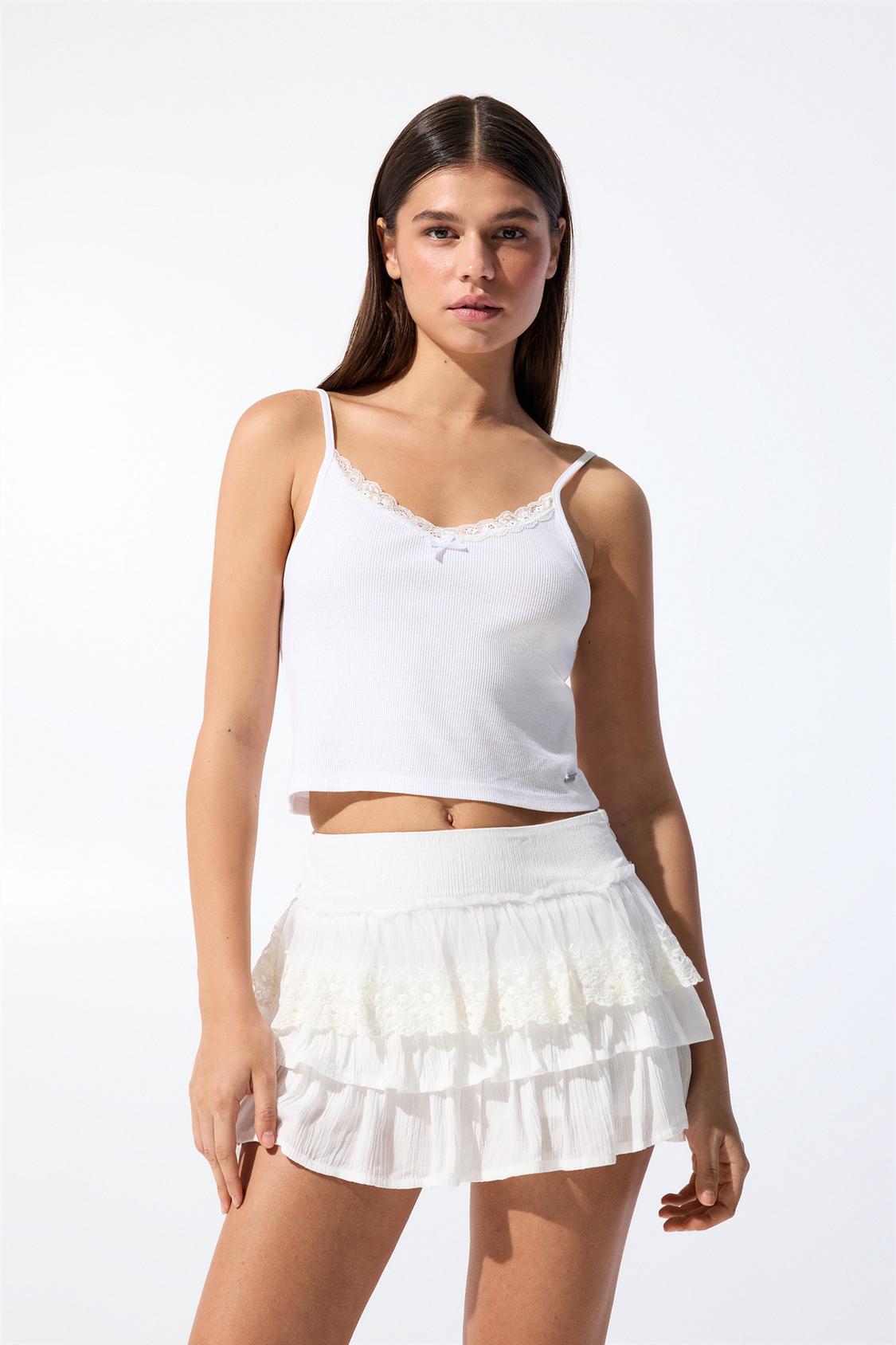 Flower Pull And Bear Skort Pull&Bear Ditsy Floral Pointelle Maxi