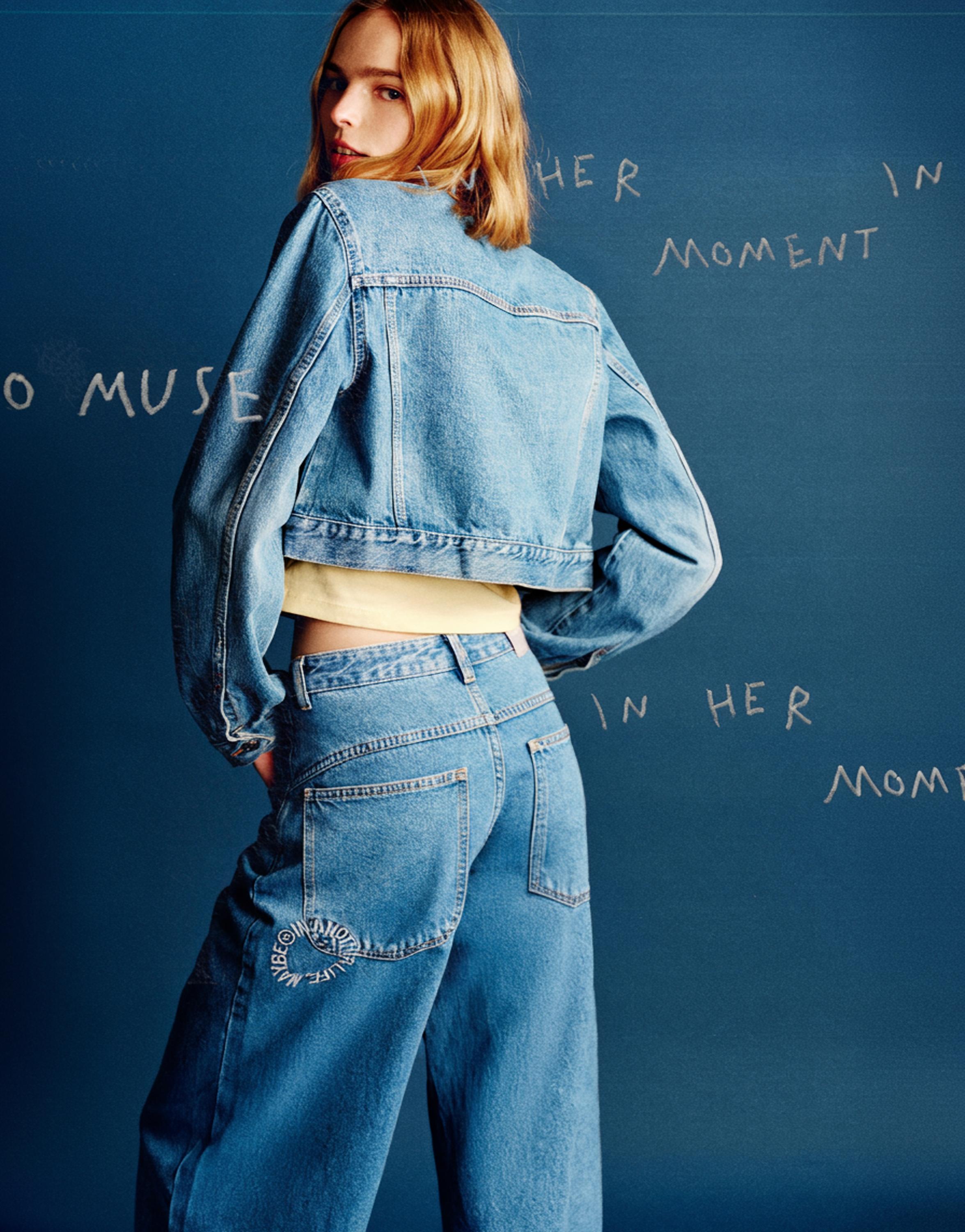 Cropped denim jacket — Medium blue