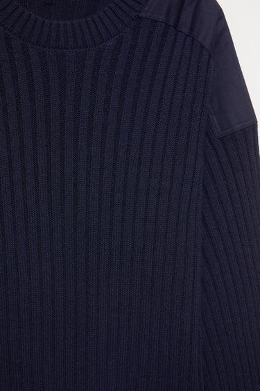 Mixed-fabric panel jumper — Navy 6