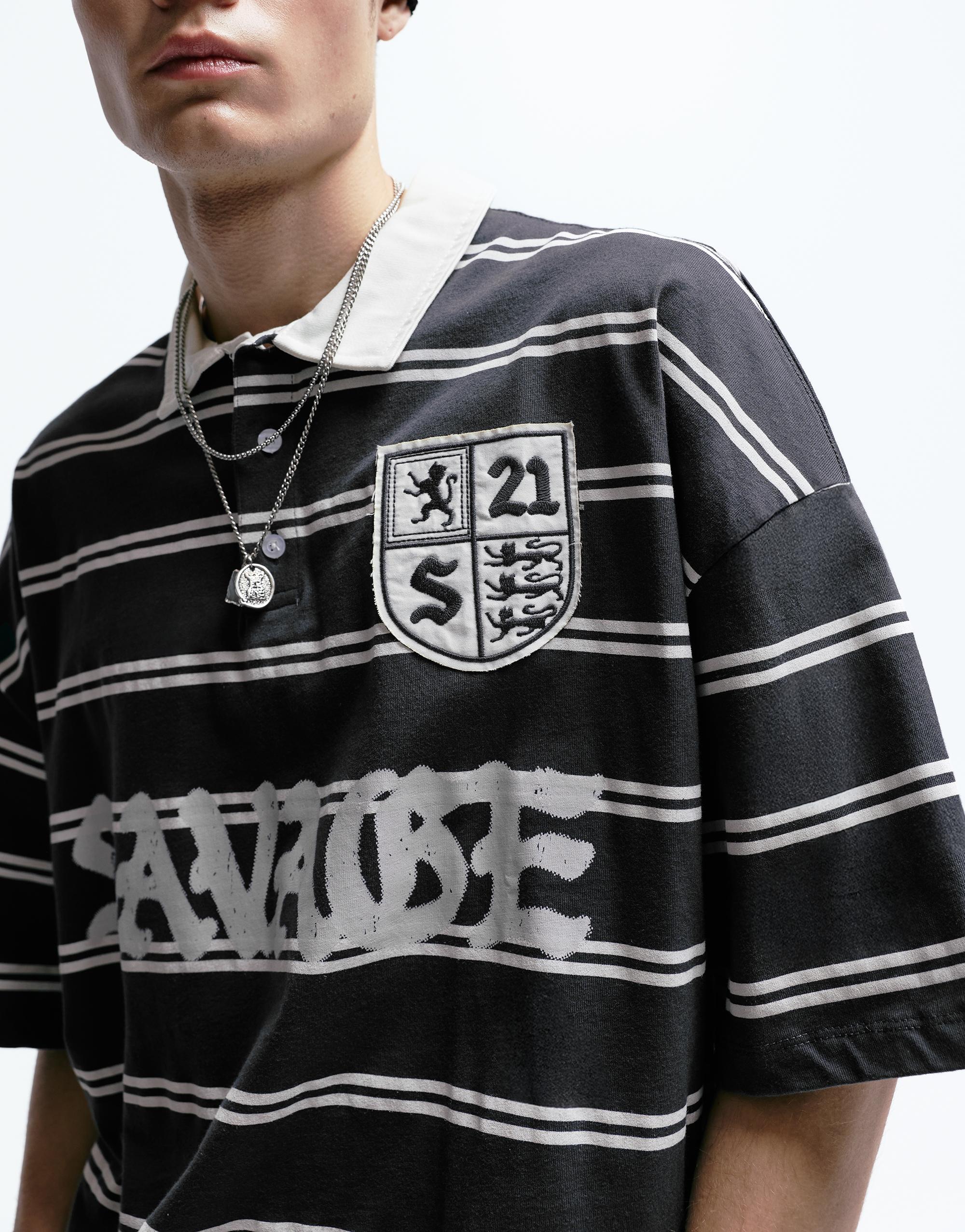 21 Savage çizgili polo t-shirt - Görsel 13