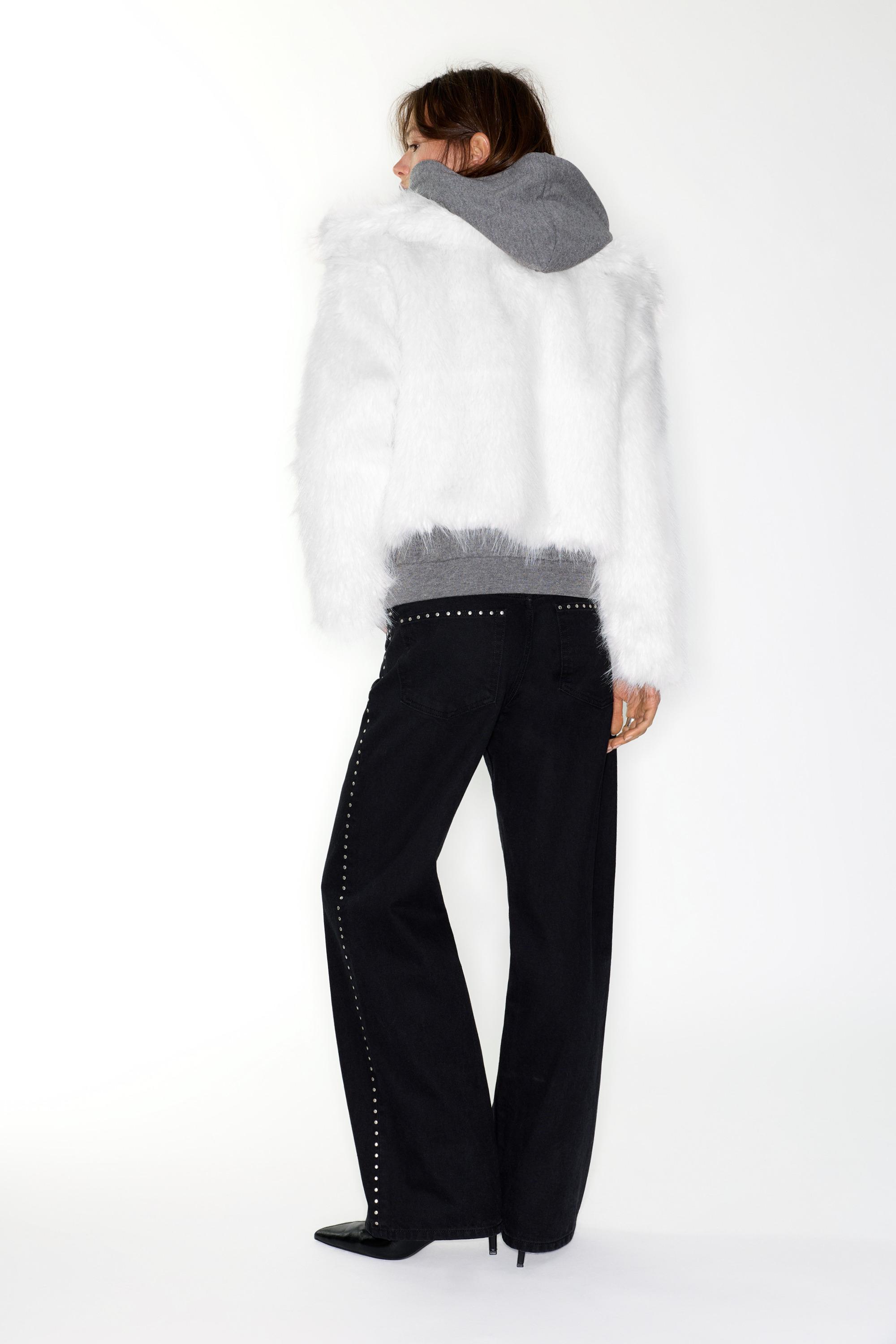 Beyaz suni kürk ceket - Görsel 32