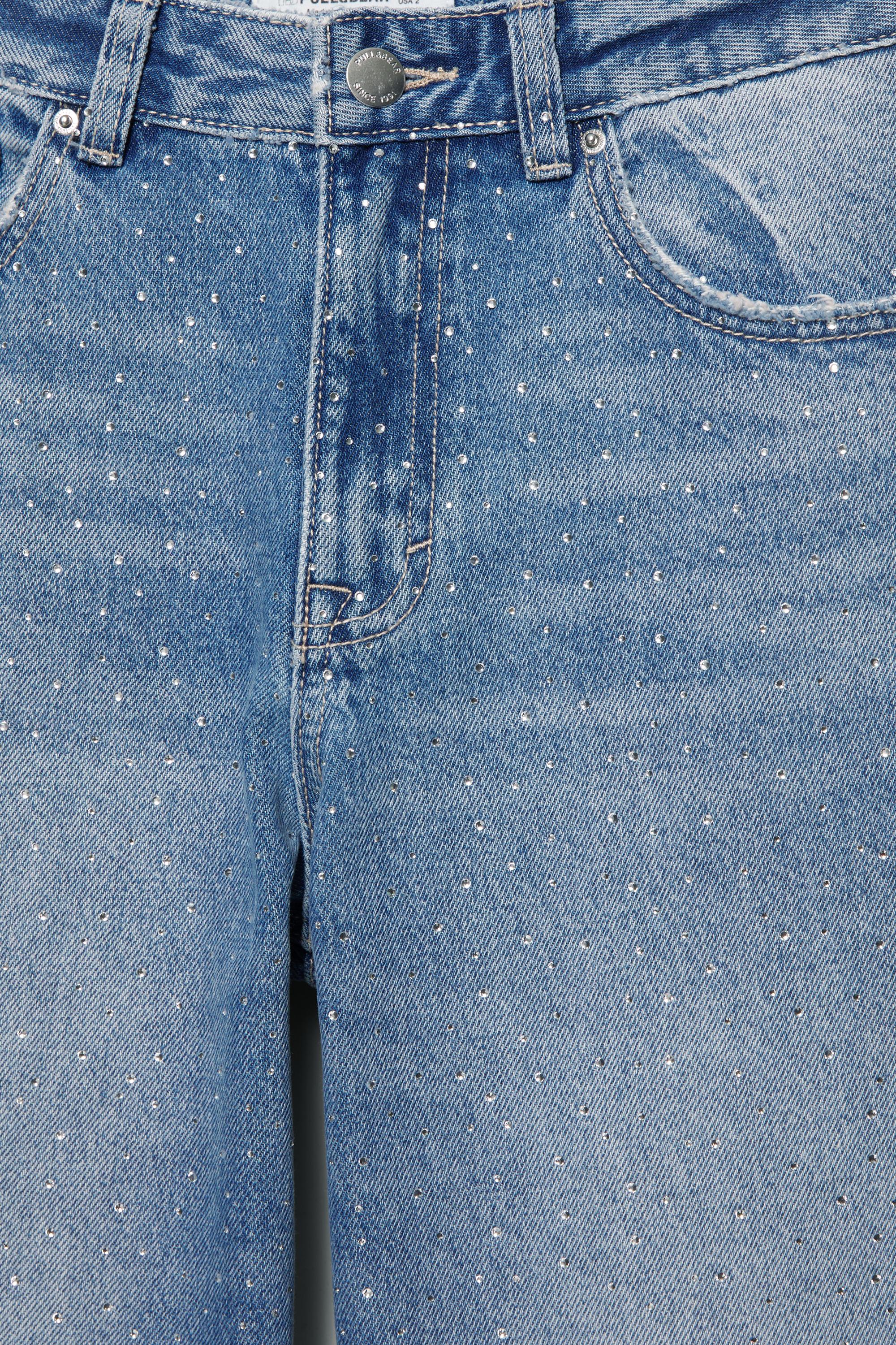 Işıltılı baggy straight fit jean - Görsel 5