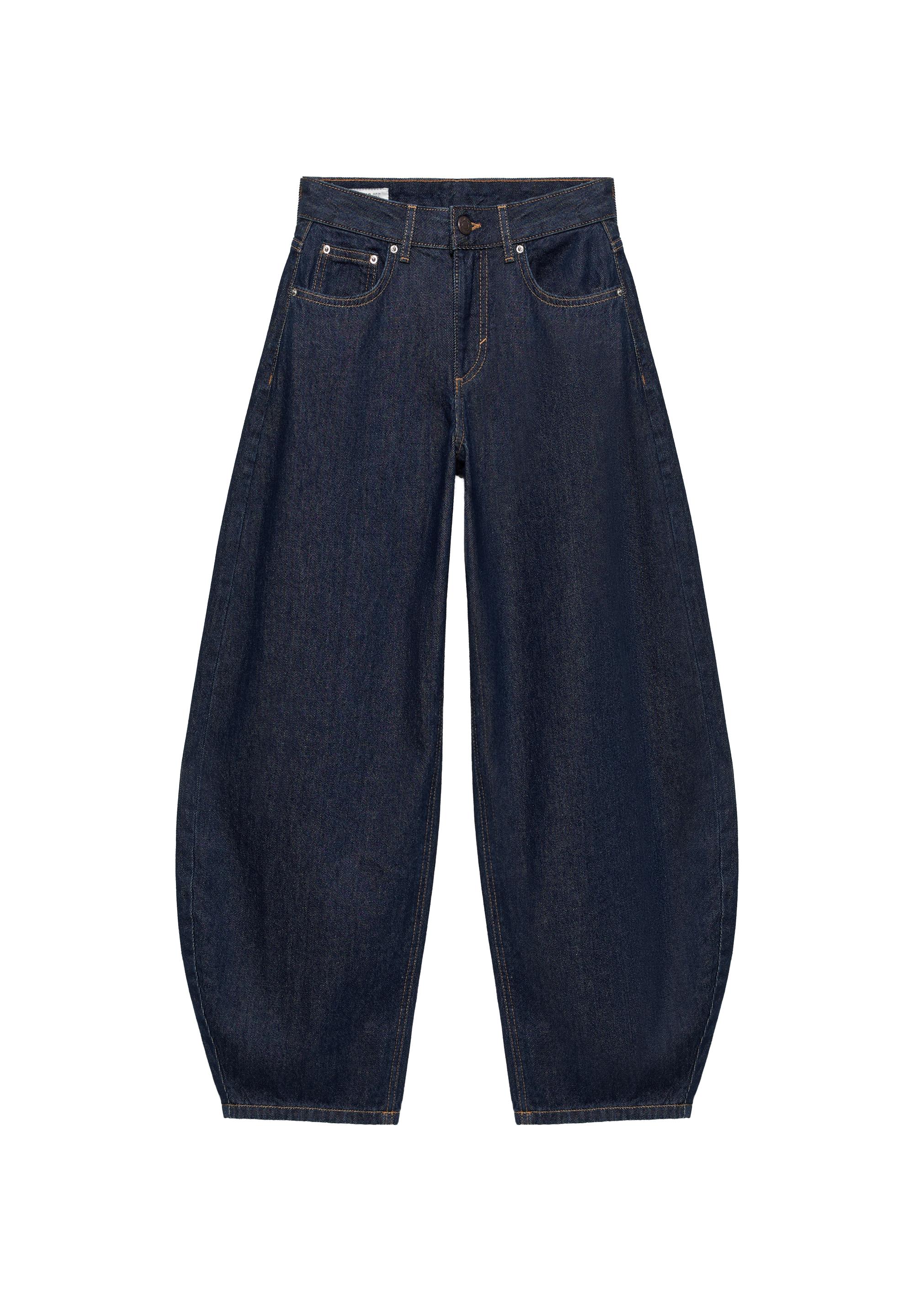 Low-rise barrel jeans — Navy