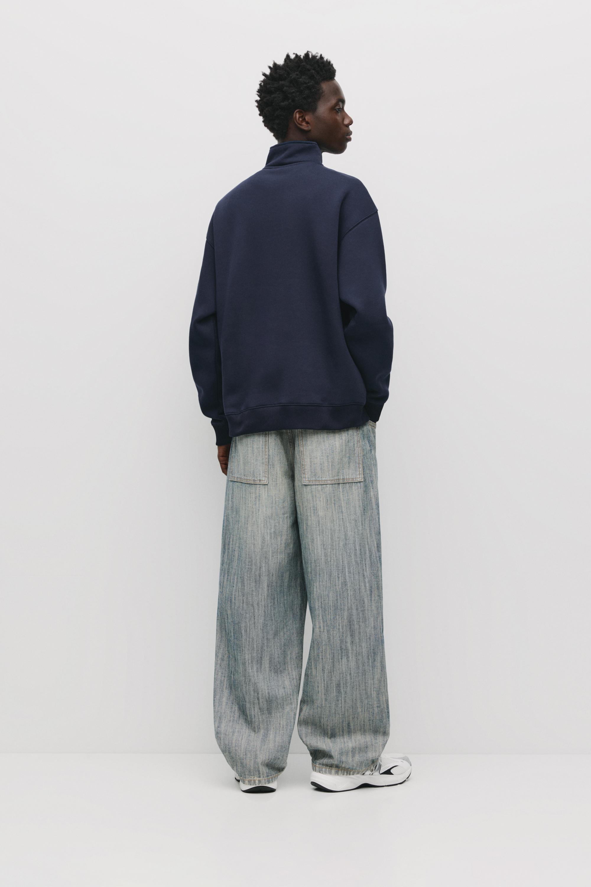 Basic quarter-zip sweatshirt — Navy