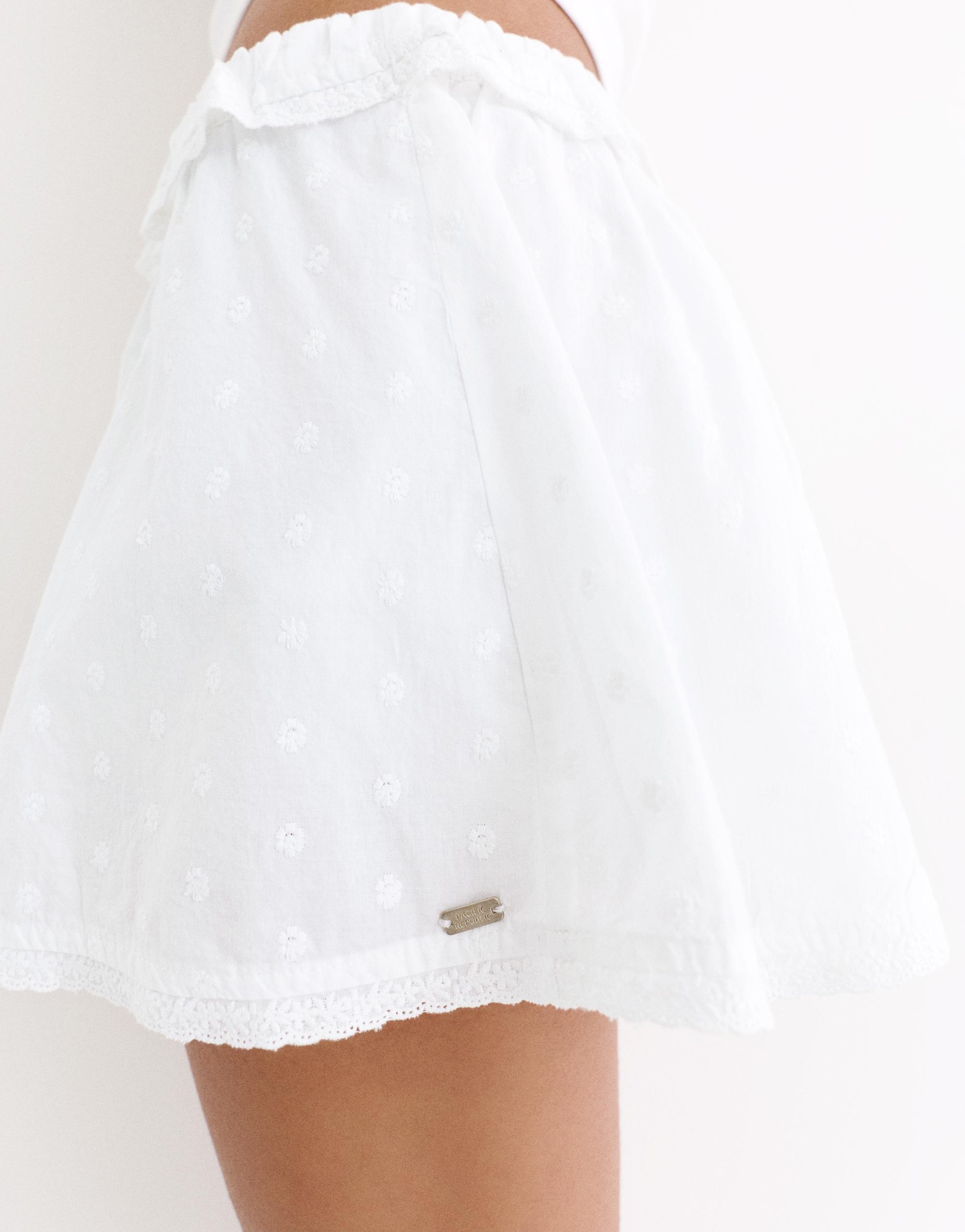 White Swiss embroidery mini skirt — Ice