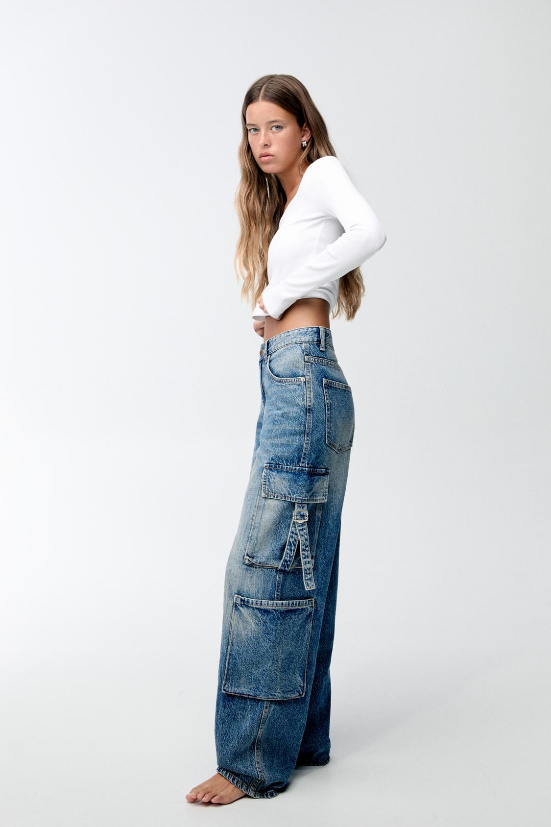 Pantalón Cargo Jeans Pull And Bear Hombre Pantalones Anchos Pantalon  Ajustado Tobillo Pantalones Cargo De