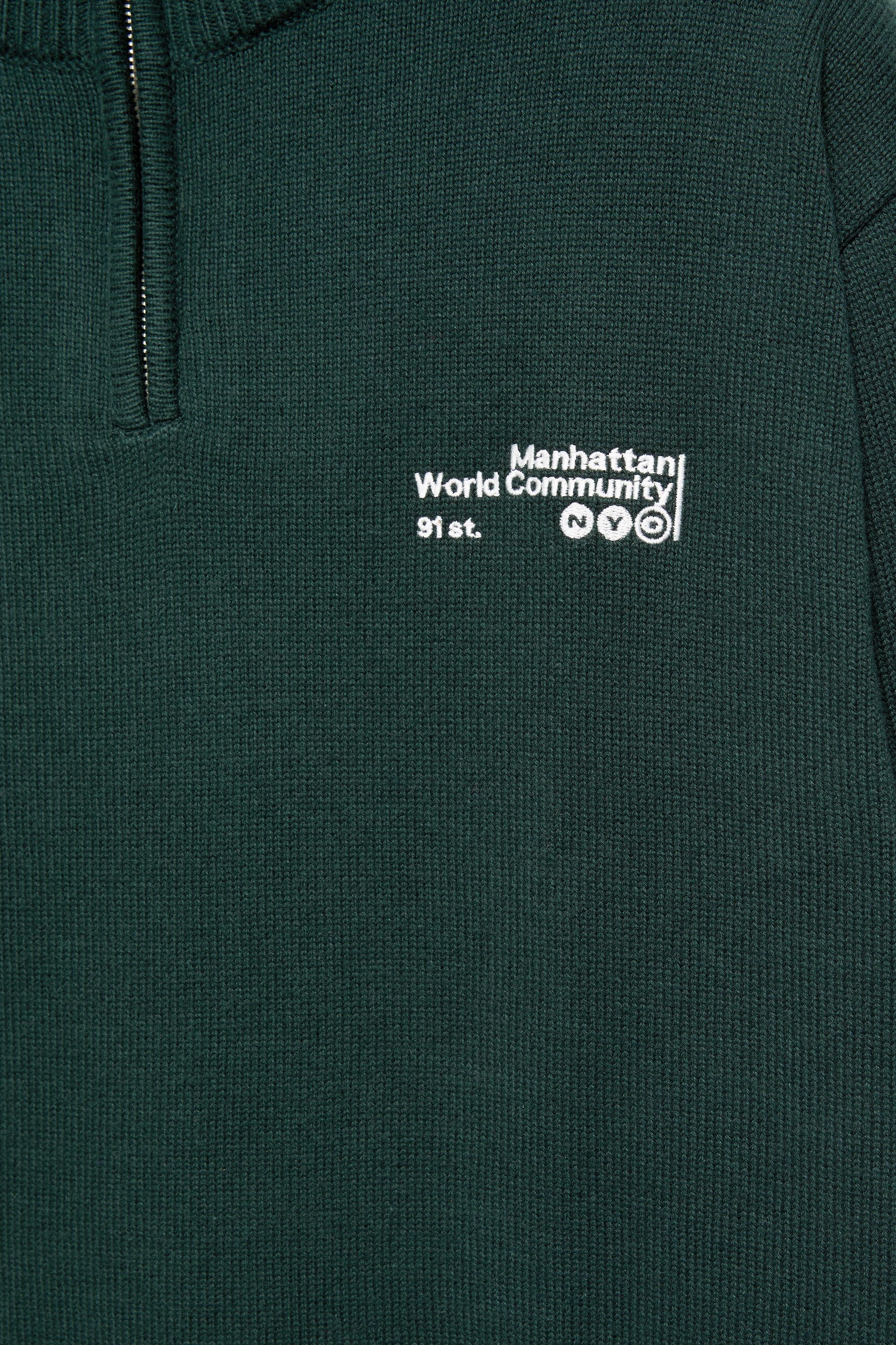 Embroidered quarter-zip sweatshirt — Dark green