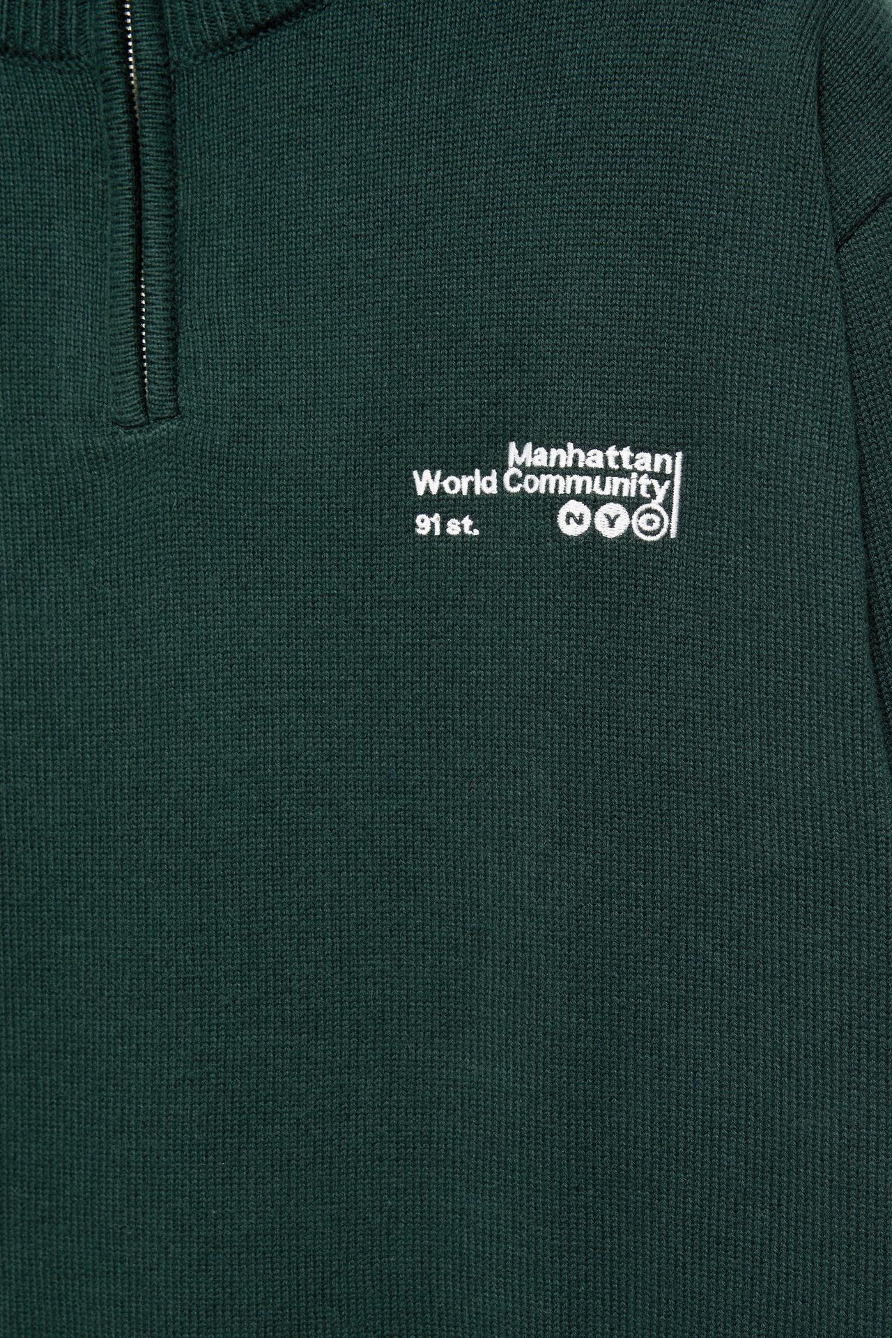 Embroidered quarter-zip jumper — Dark green