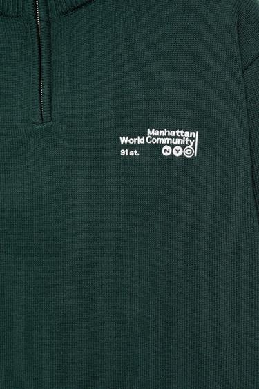 Embroidered quarter-zip jumper — Dark green 8