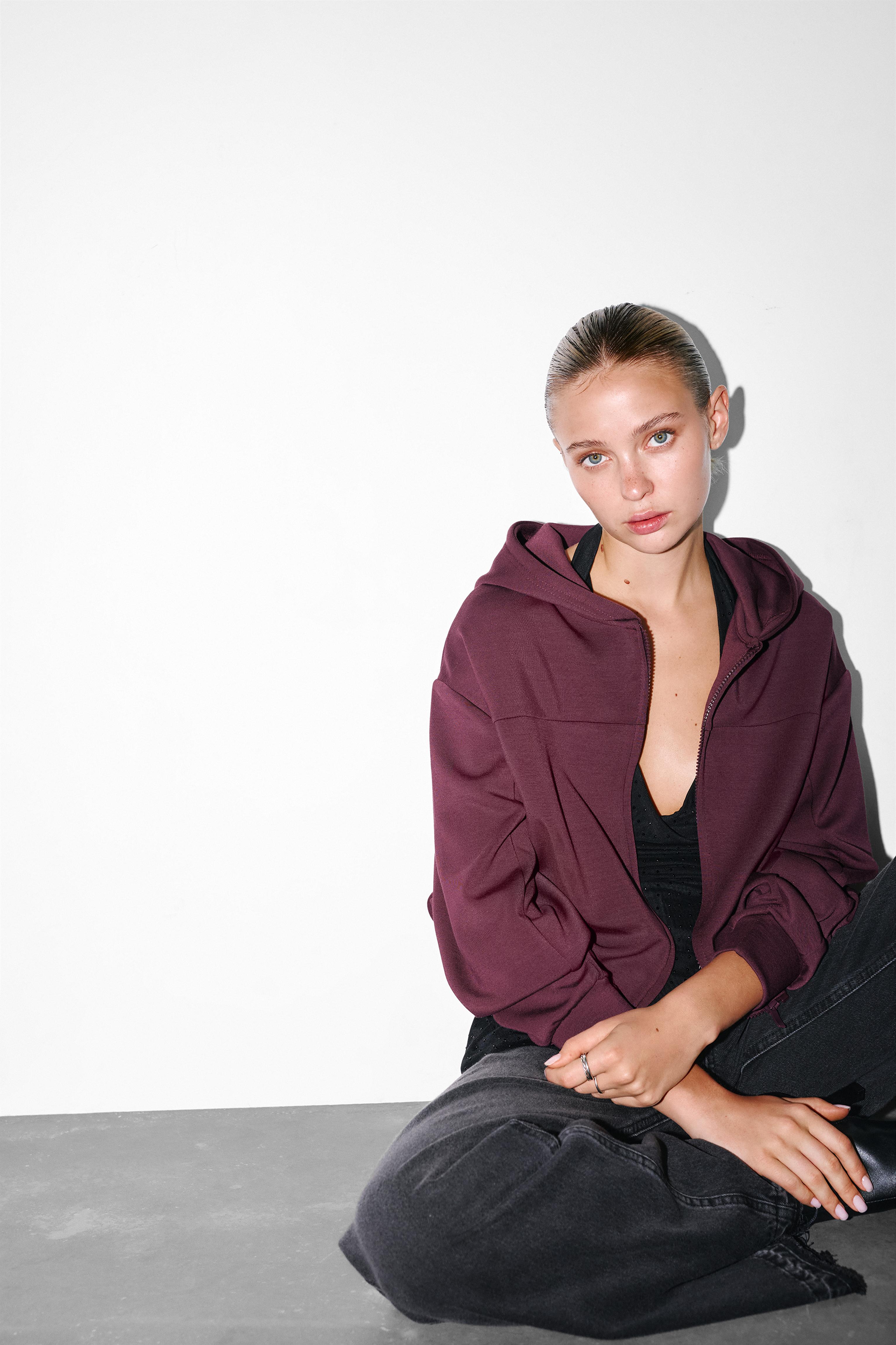Soft touch hooded sweatshirt — Eggplant