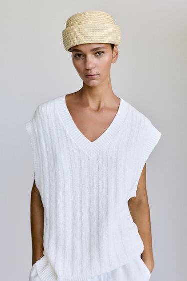 Cable knit hat — Sand marl 2