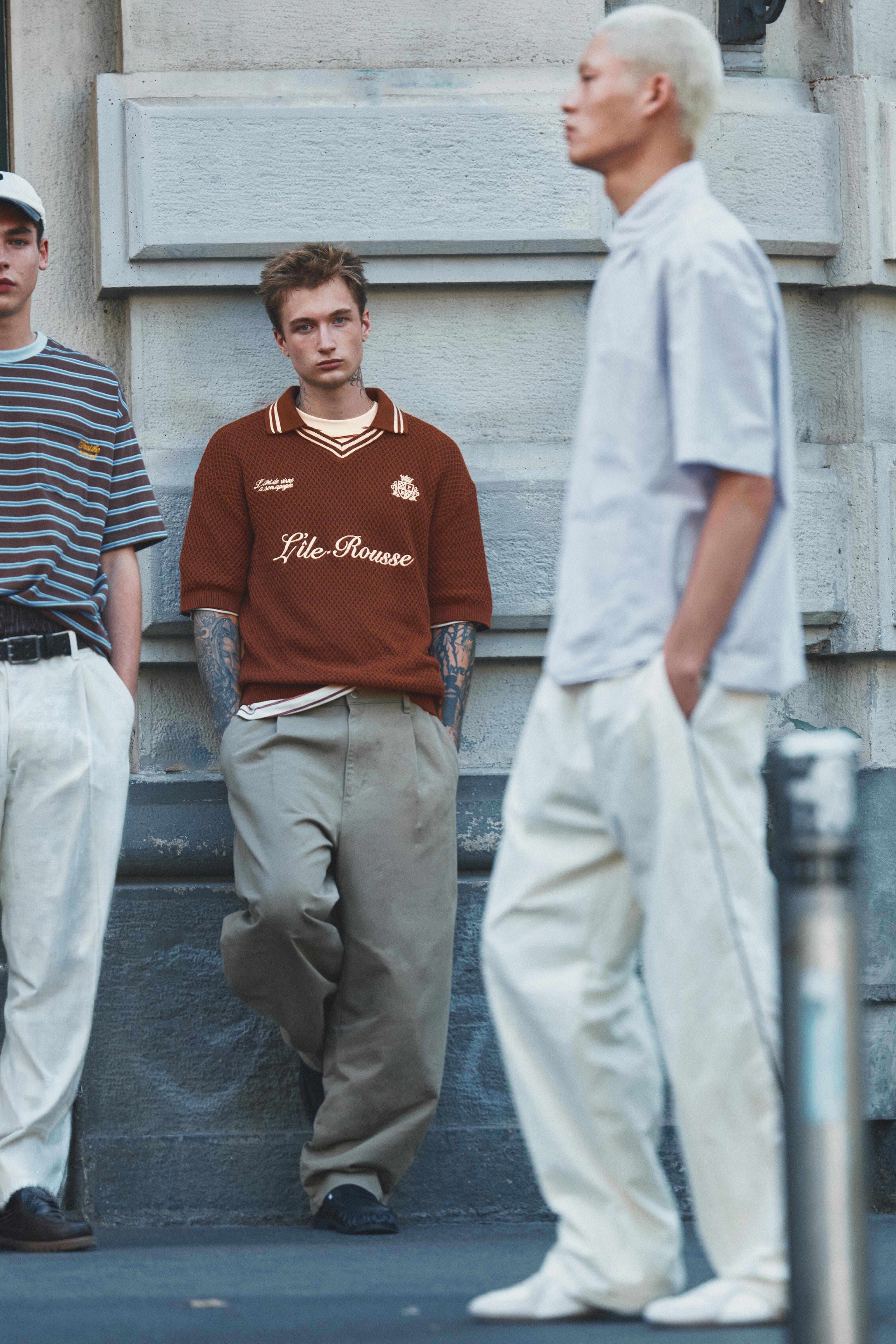 L'île-Rousse graphic knit polo shirt — Burgundy