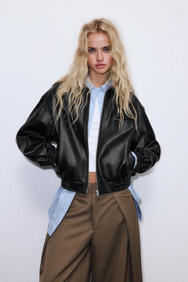 Leather effect dad jacket — Black 1