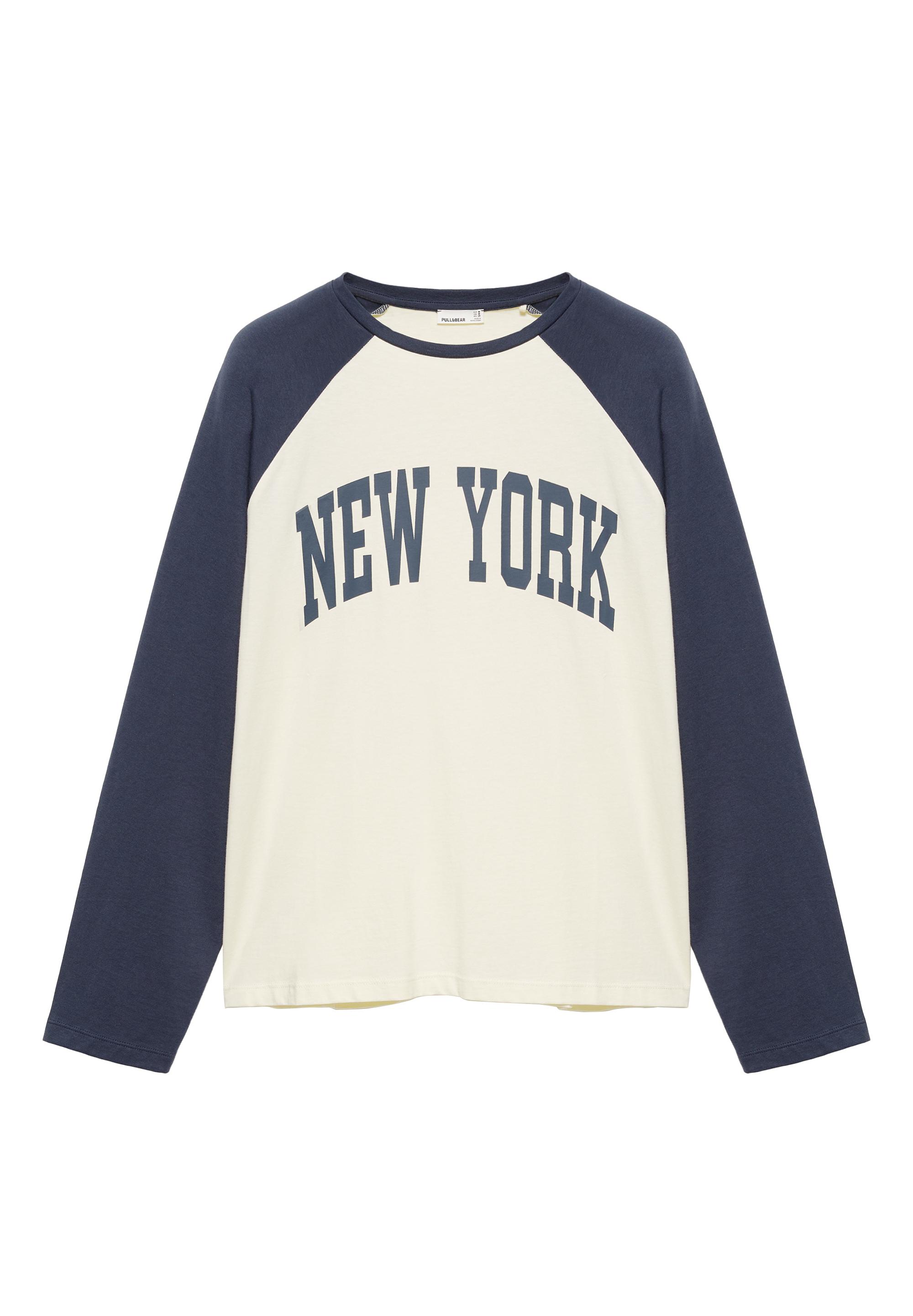 New York raglan T-shirt — Ecru/Blue