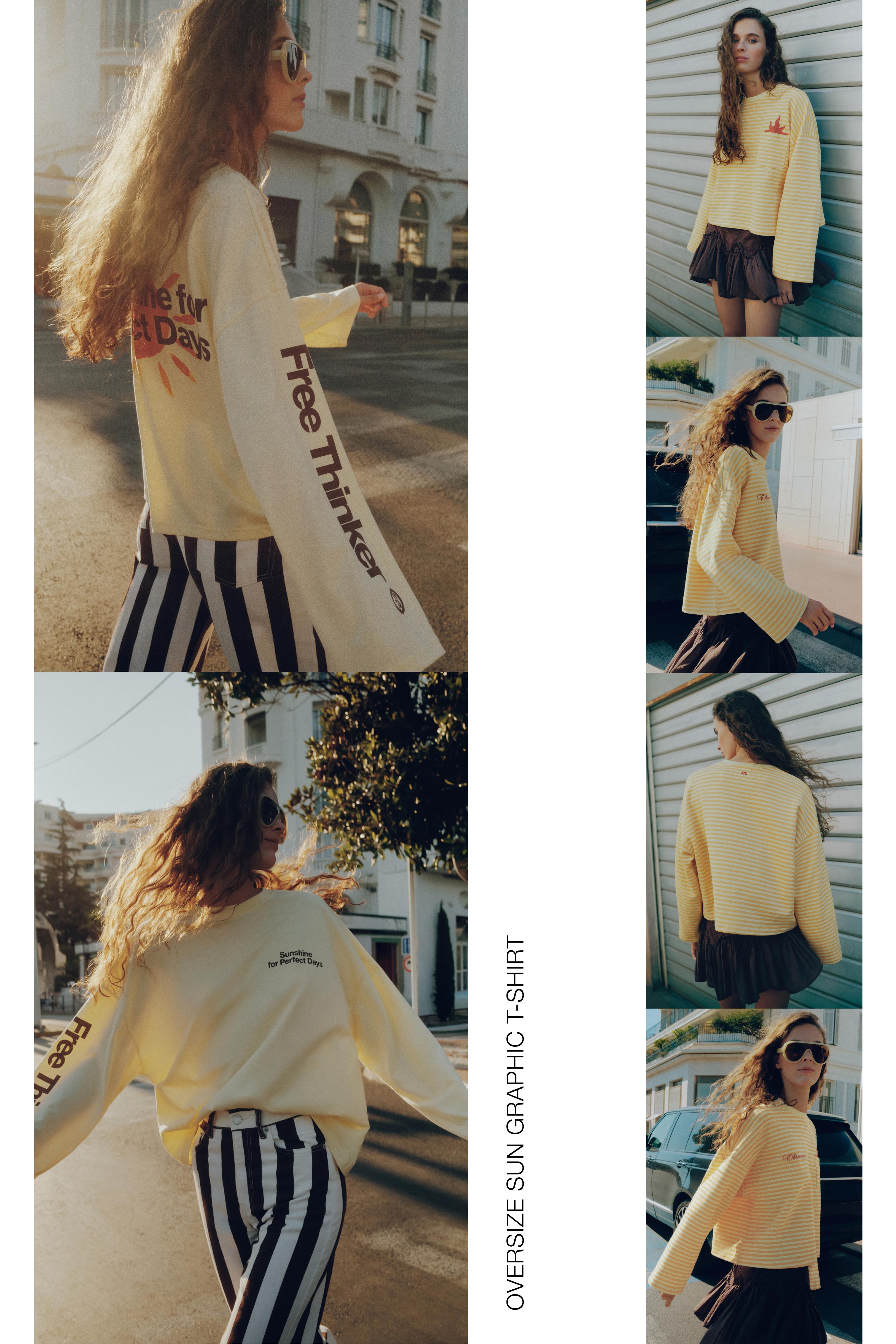Oversize sun graphic T-shirt — Yellow