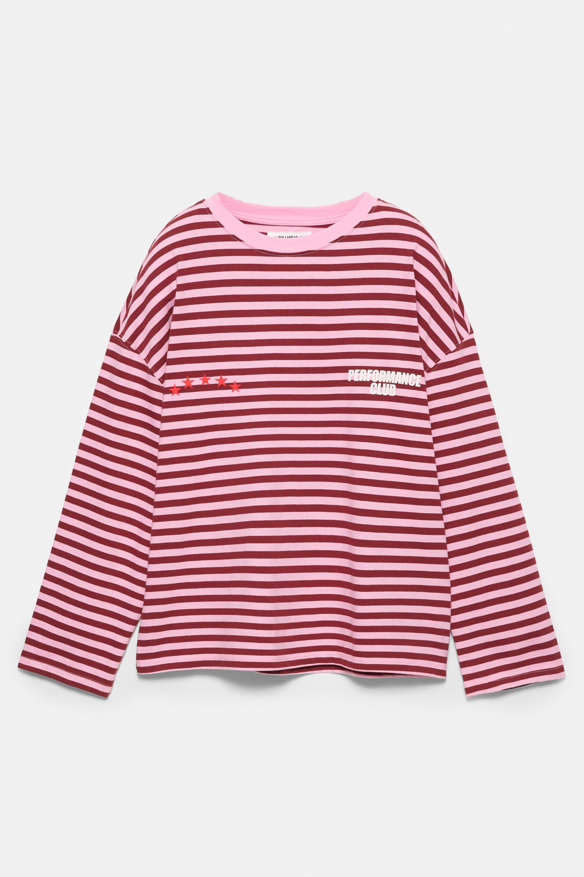 Çizgili, yıldızlı ve yazılı tişört - Görsel 2