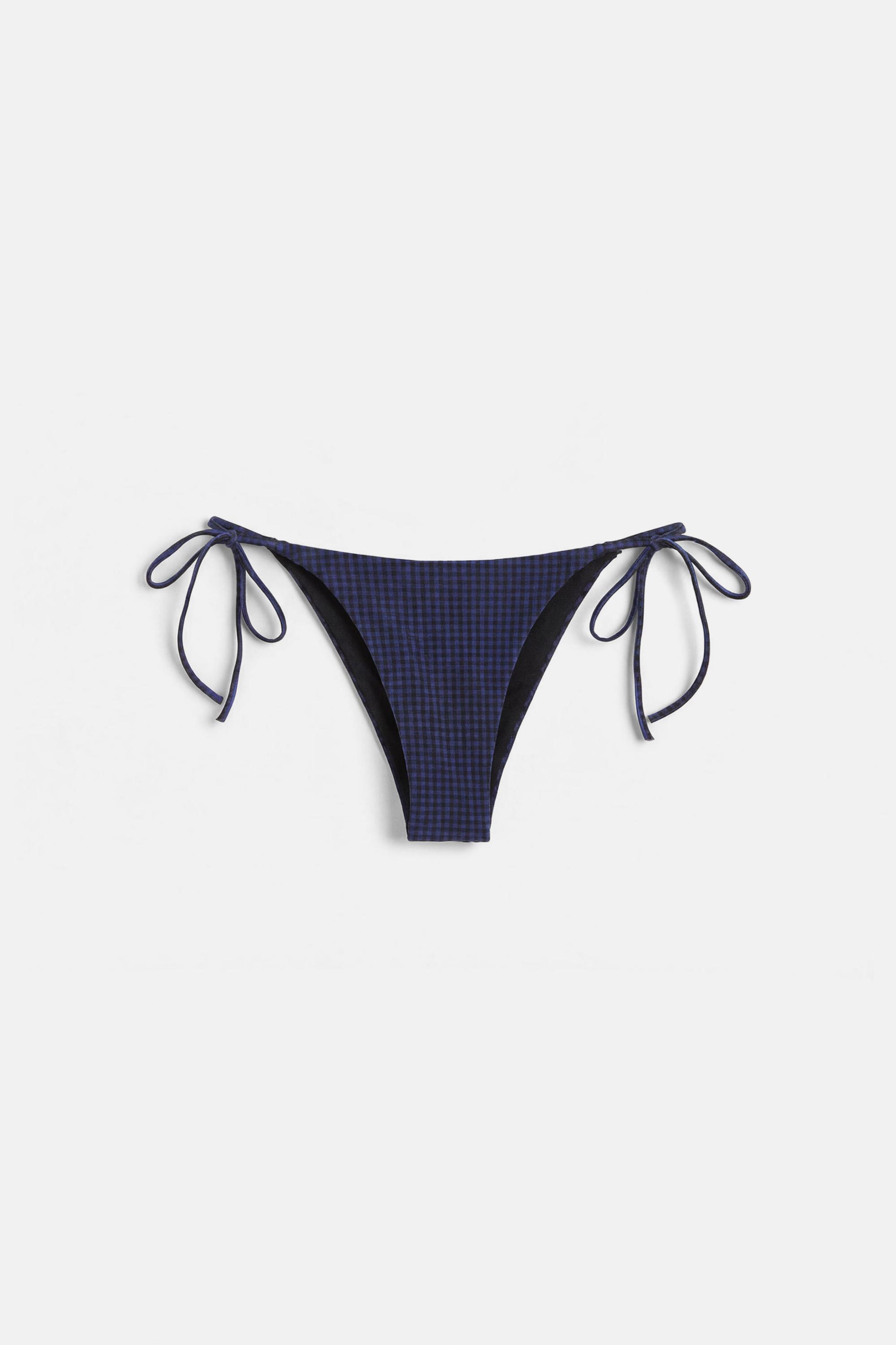 Gingham bikini bottoms — Blue