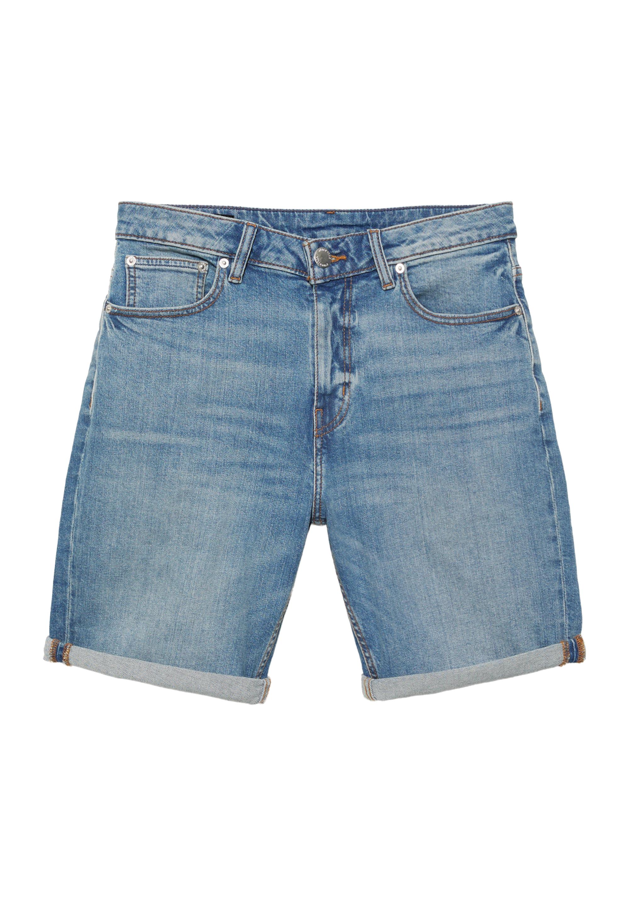 Basic slim-fit denim Bermuda shorts — Medium blue
