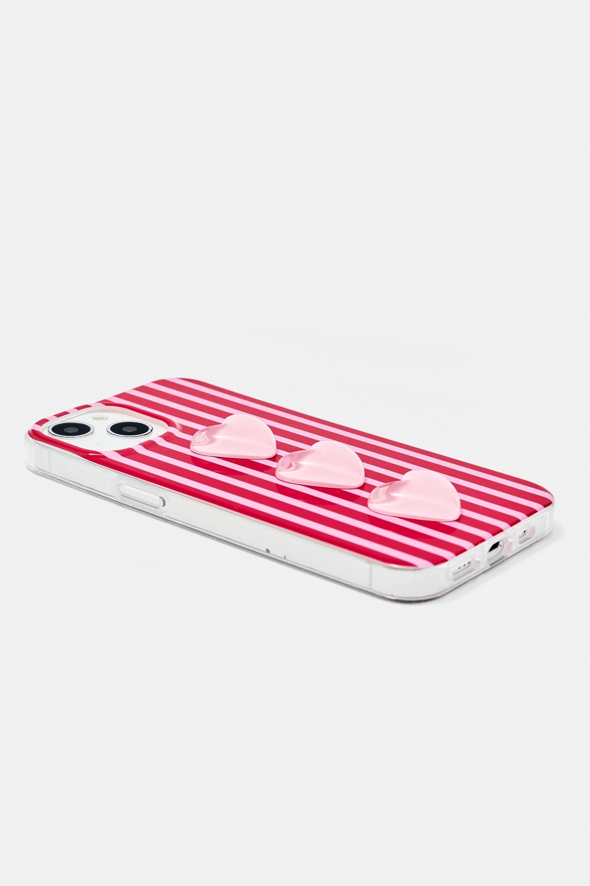 Striped heart iPhone case — Pink