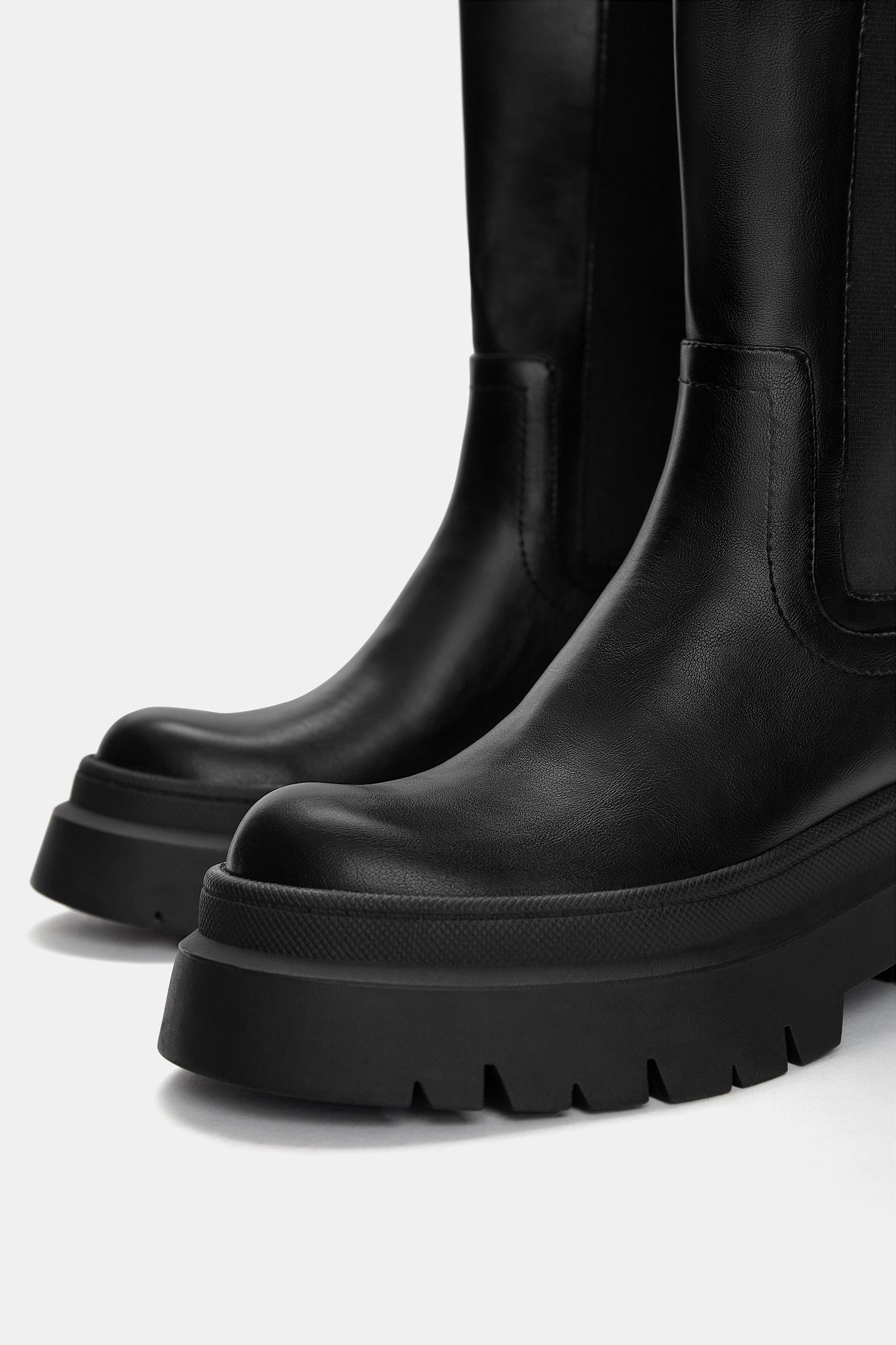 Pull&bear Black Stretchy Ankle Boots Flat Stretch Ankle Boots