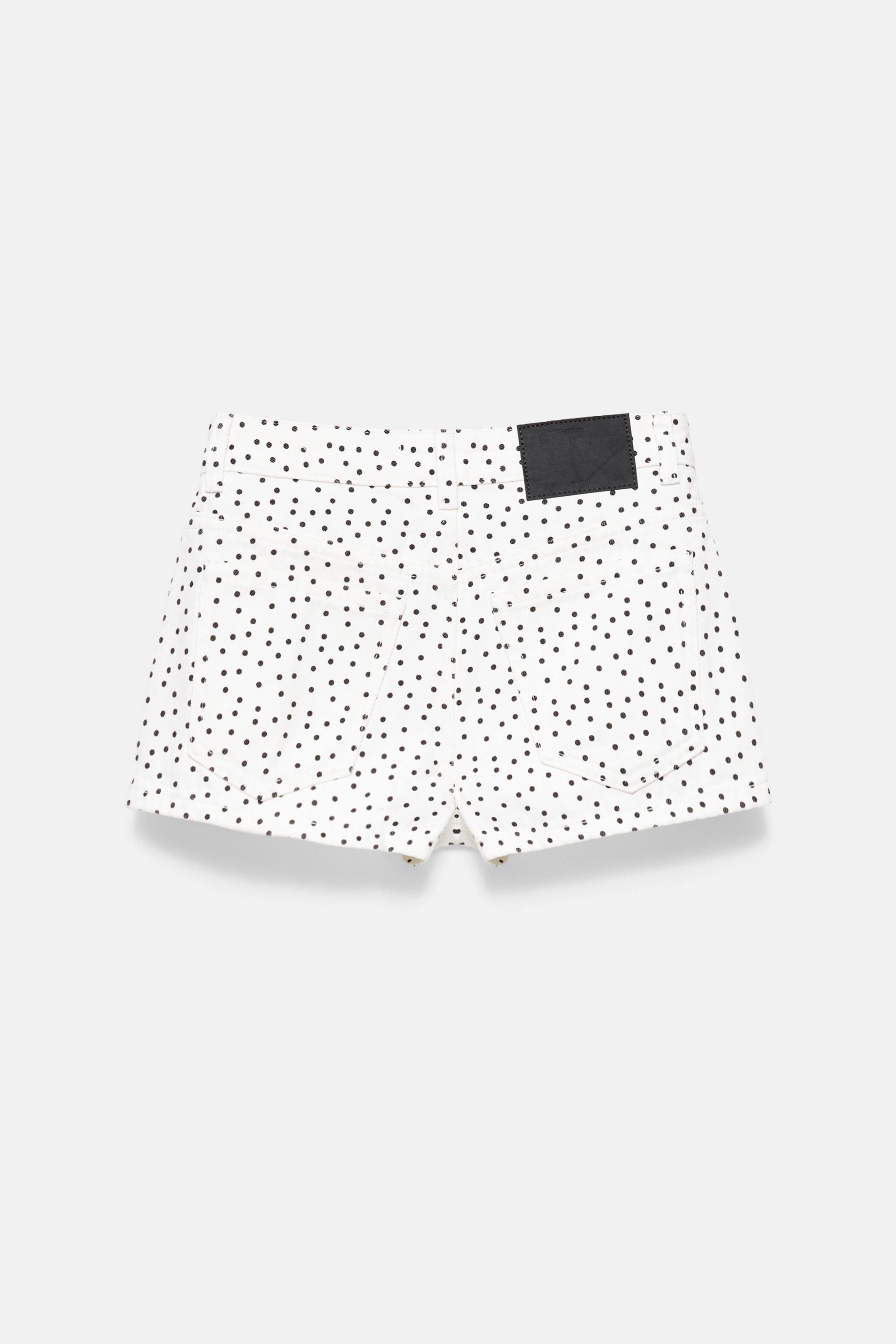 Mini polka dot shorts — White