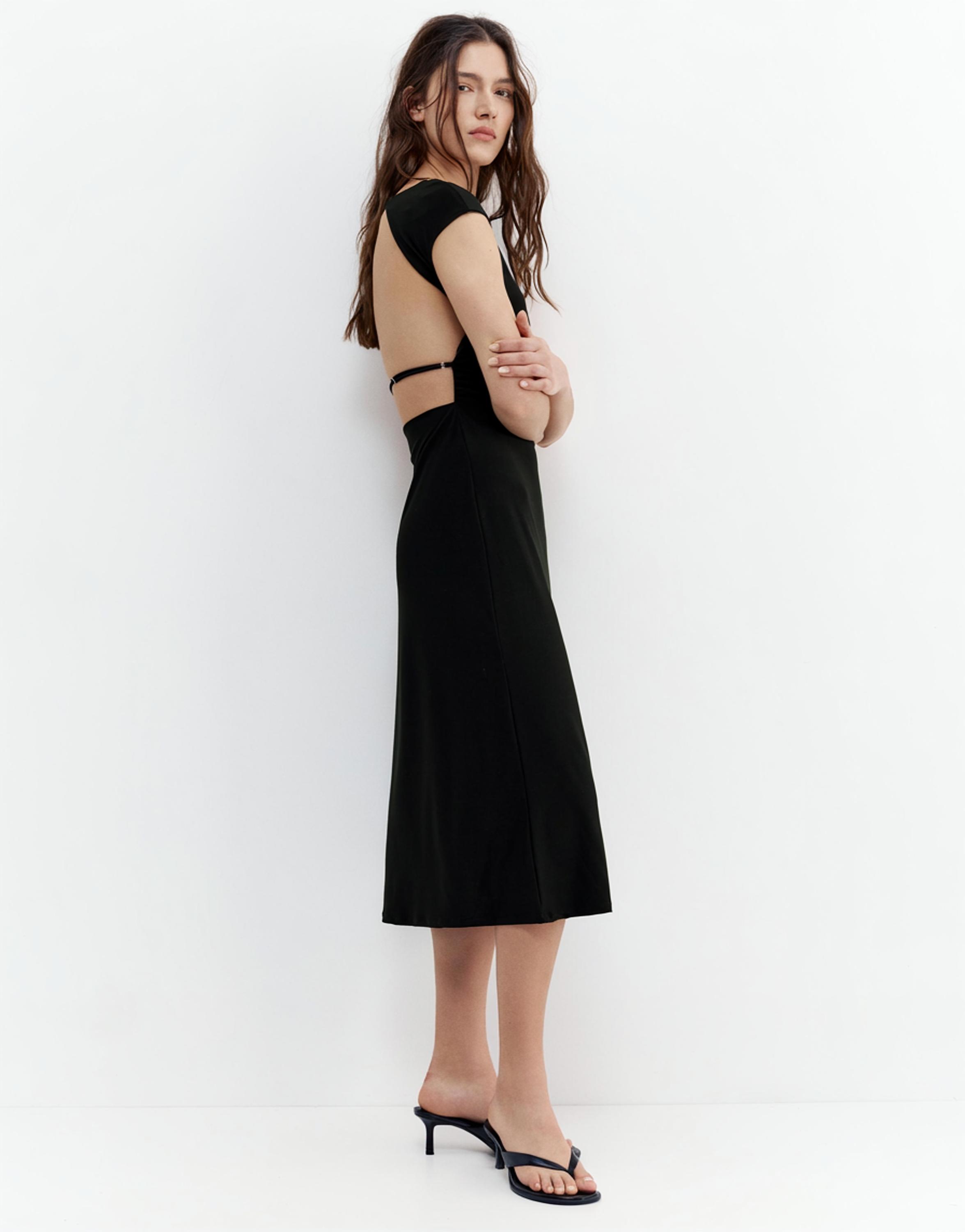 Sırtı açık midi elbise - Görsel 24