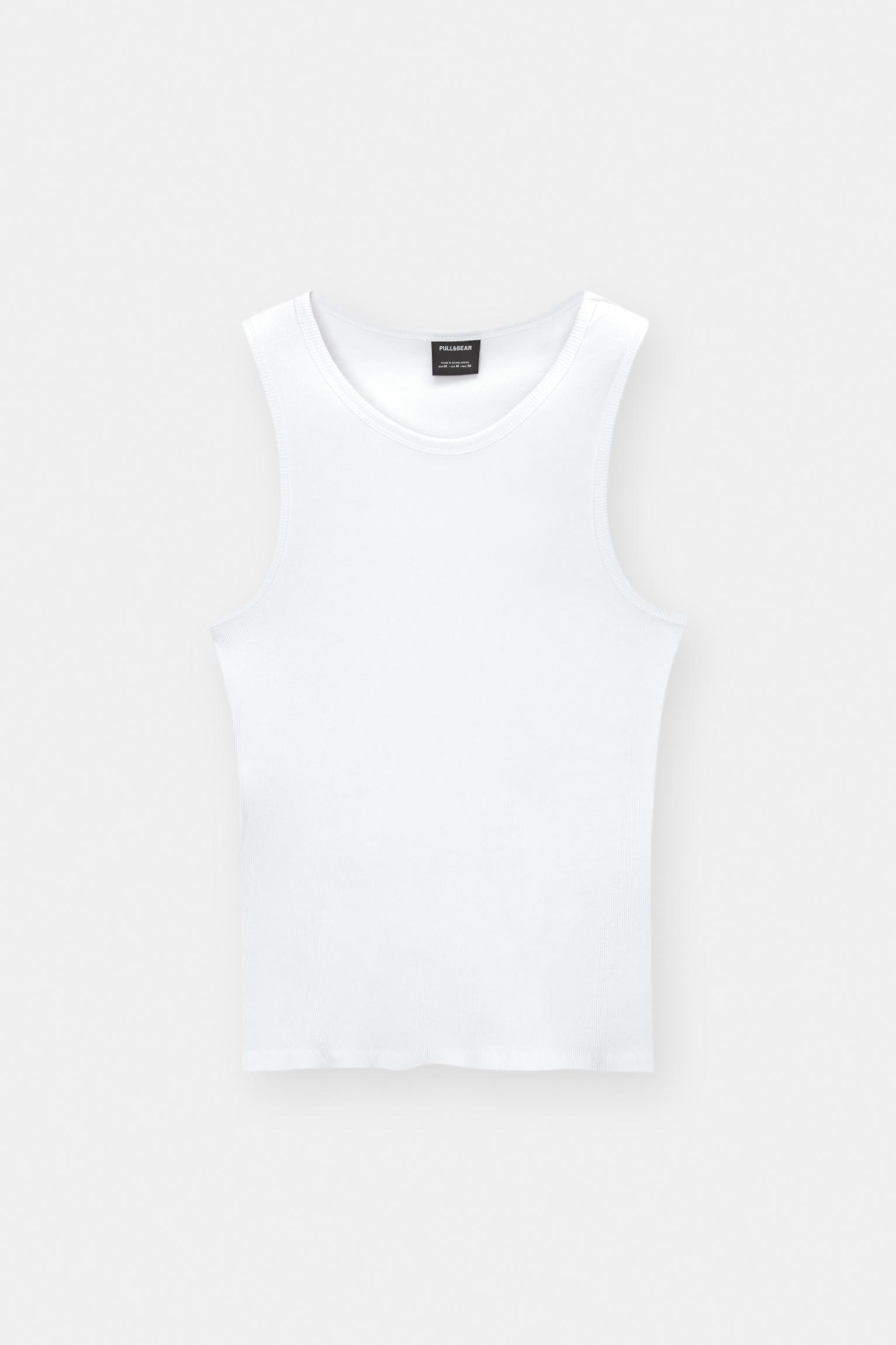 Ribbed tank top — White
