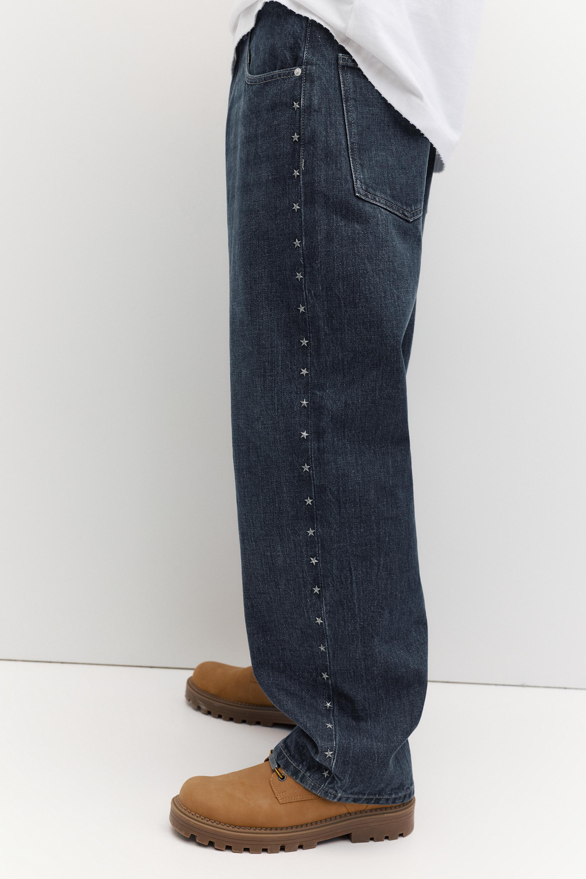 Yıldız detaylı baggy relaxed jean - Görsel 15