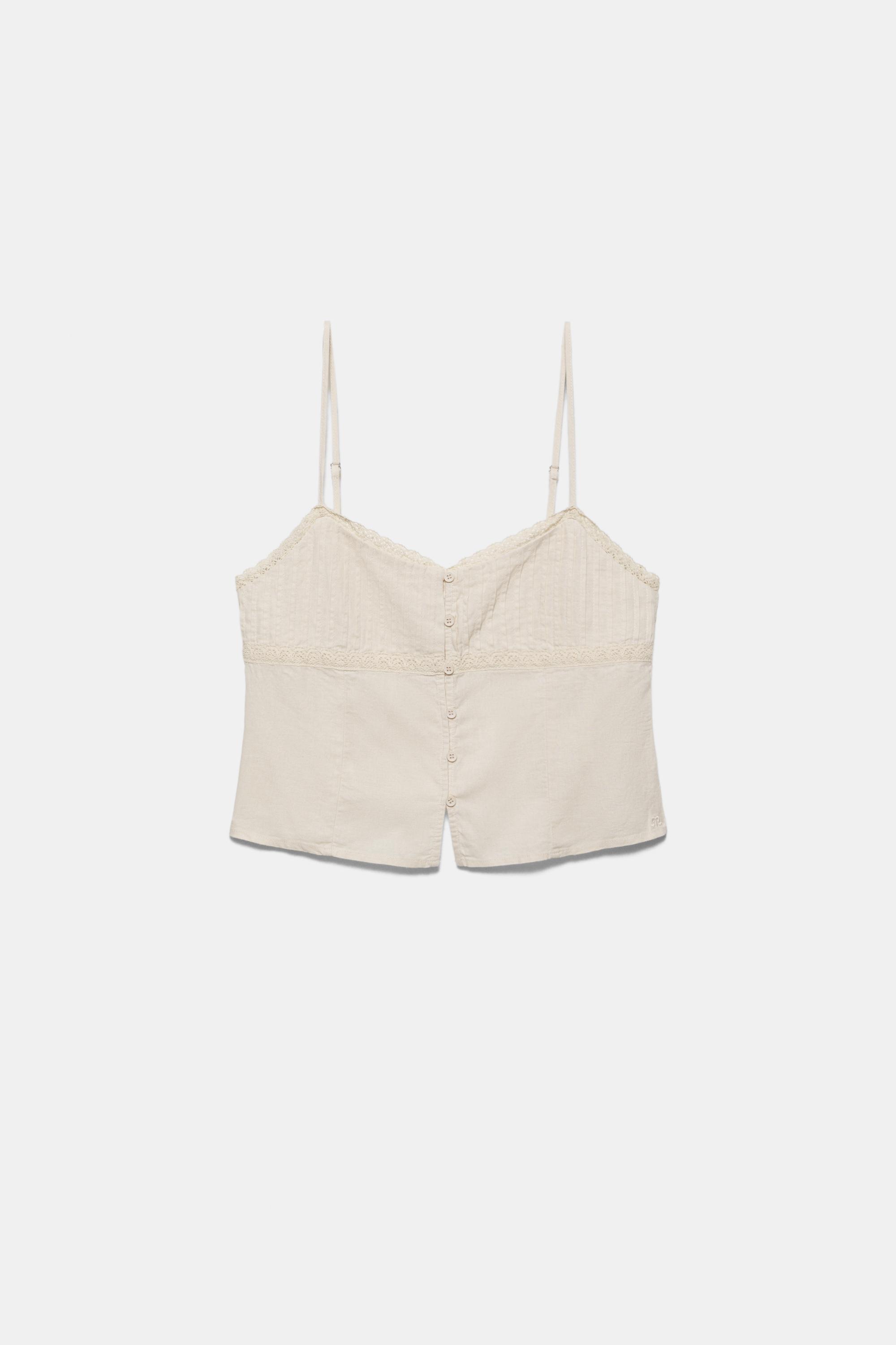 Linen blend camisole top — Sand