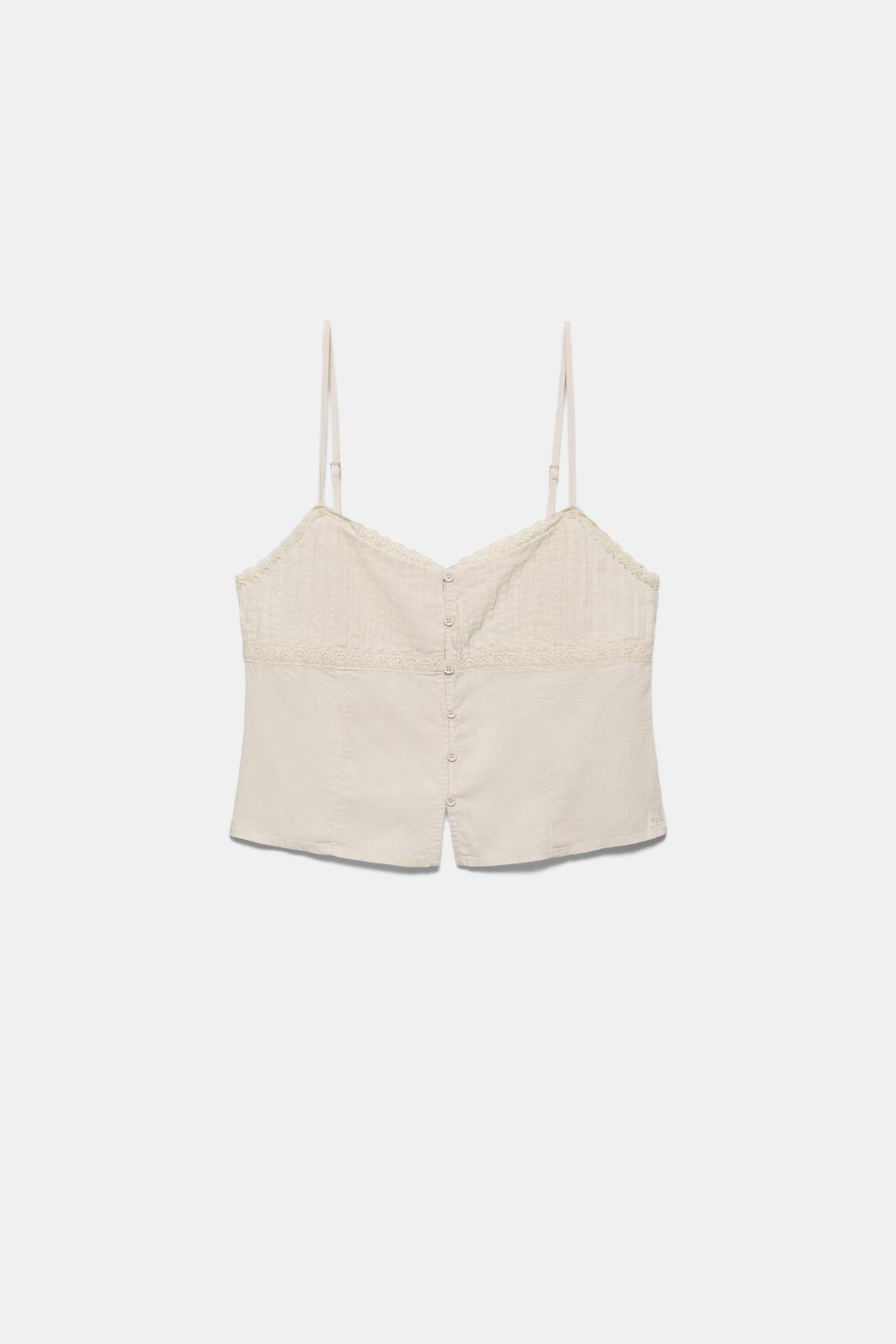 Linen blend camisole top — Sand