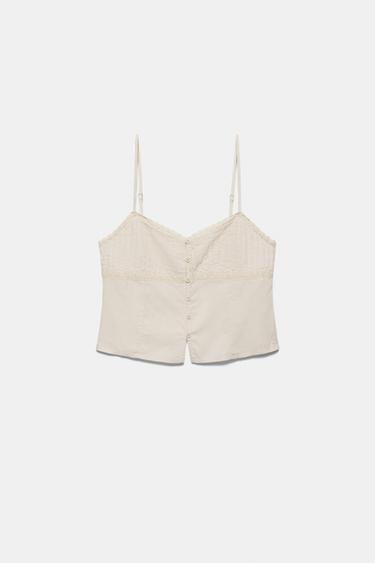 Linen blend camisole top — Sand 6