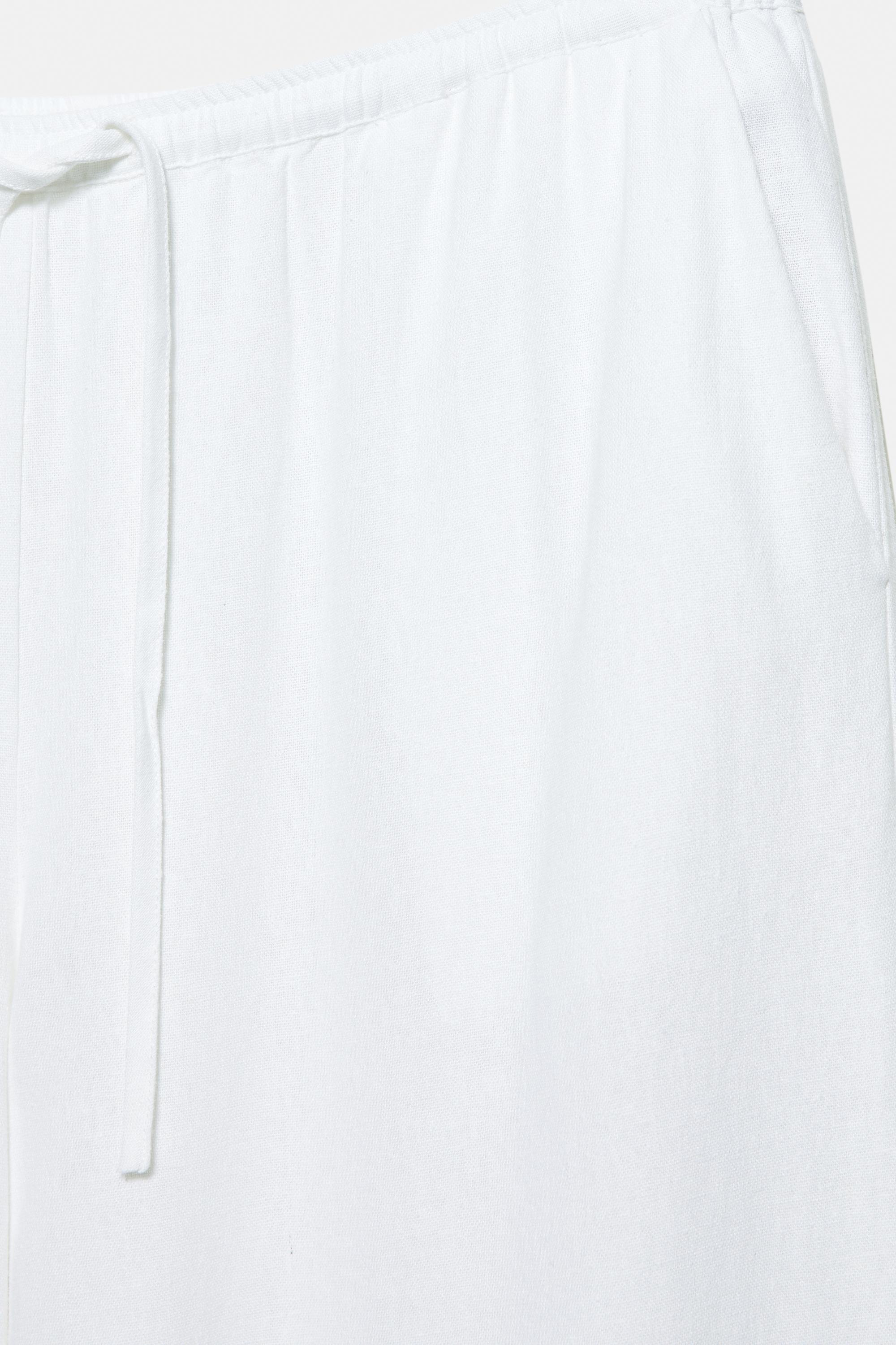 Ketenli dökümlü pantolon - Görsel 6