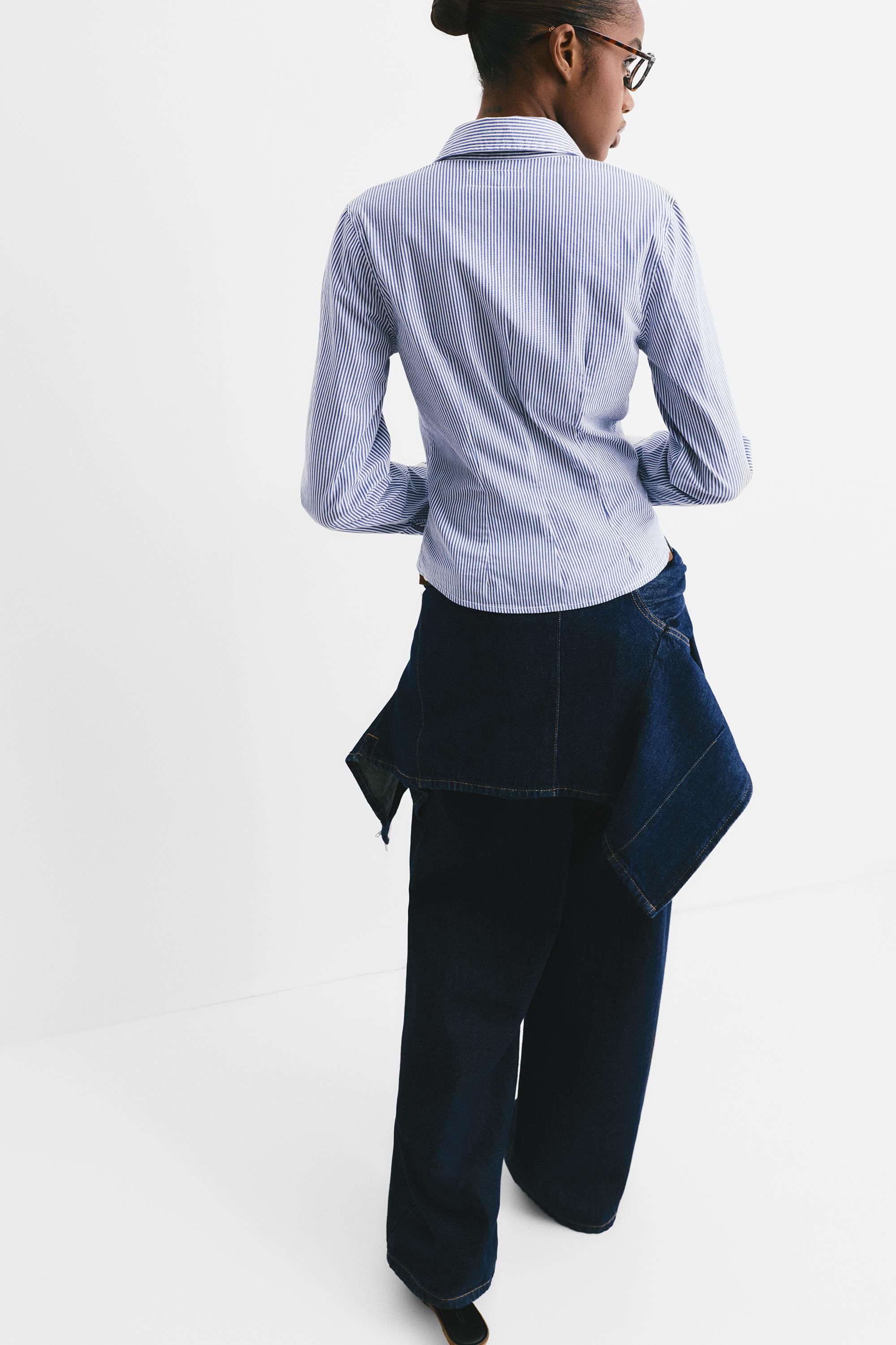 Poplin yırtmaçlı dar kesim gömlek - Görsel 109