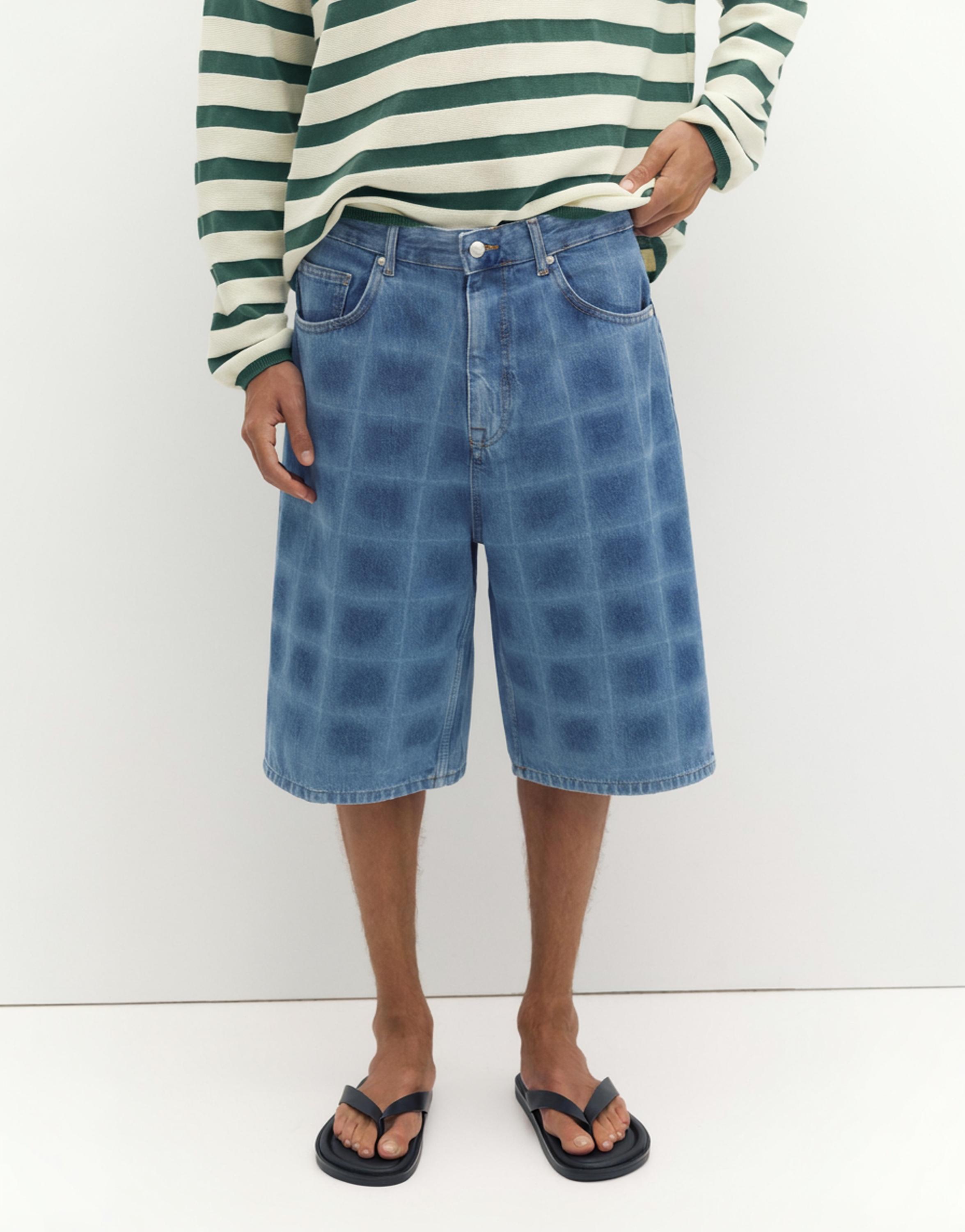 Lazer baskılı skater denim bermuda - Görsel 13