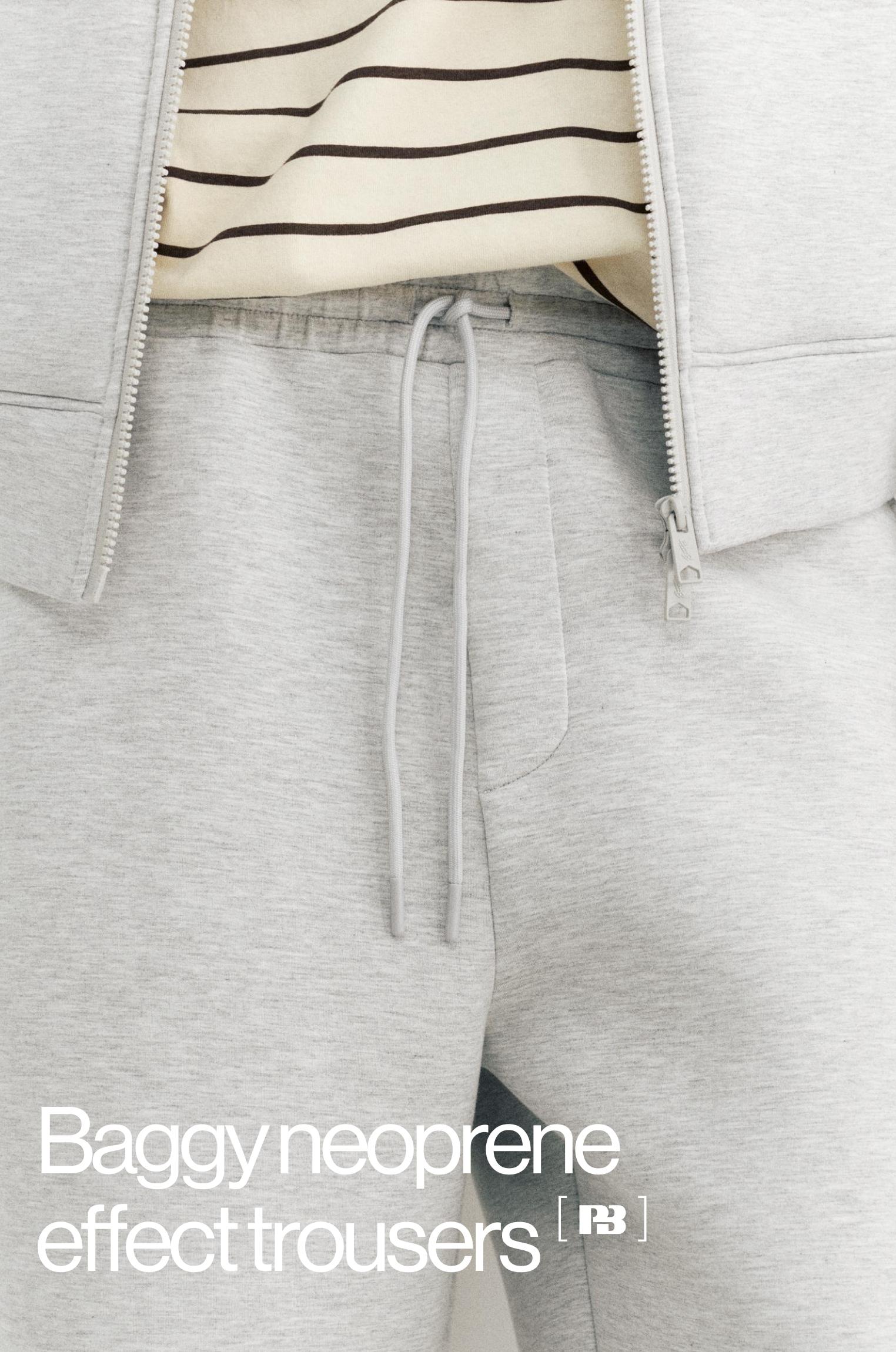 Neoprene-effect baggy trousers — Grey marl